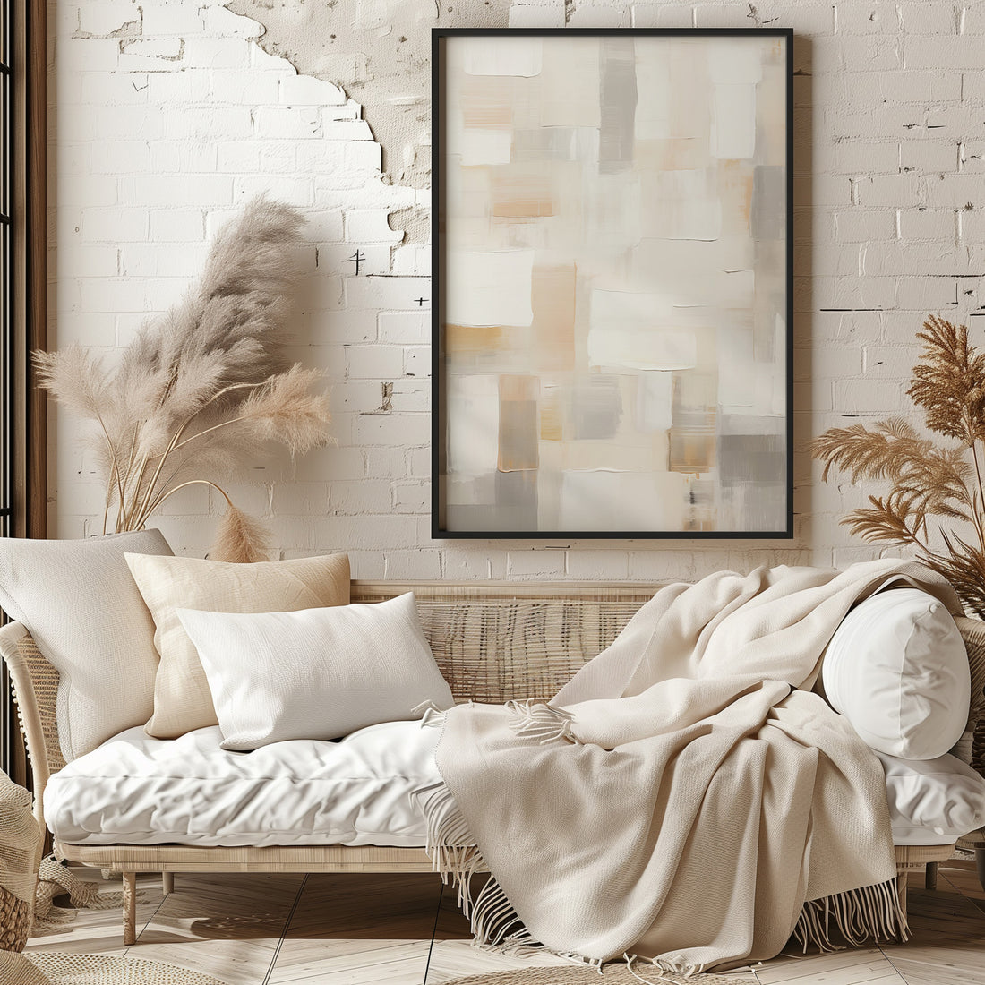 Soft Mosaic, 50x70cm Framed Poster With Black Frame