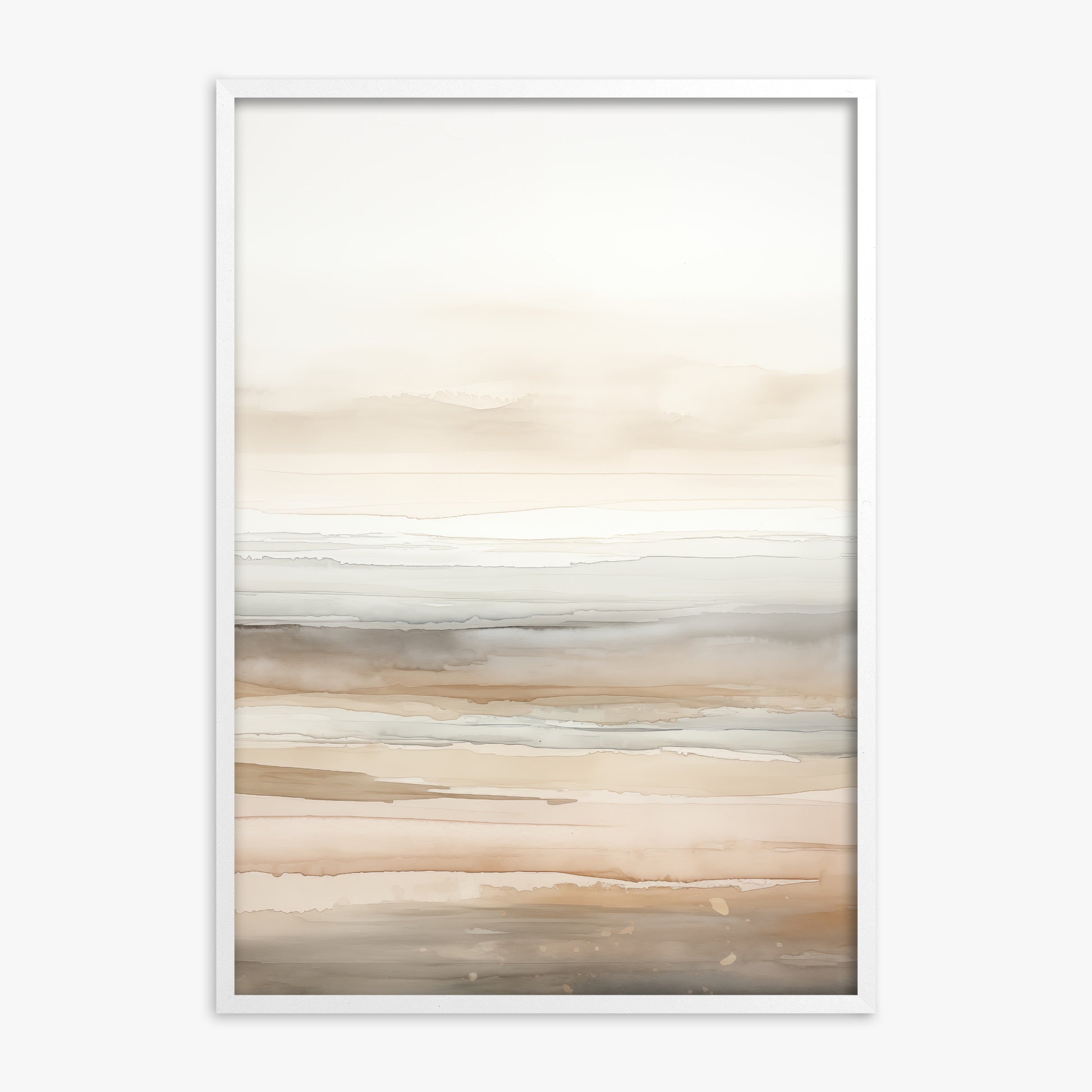 Coastal Whisper, White Framed Poster With White Frame