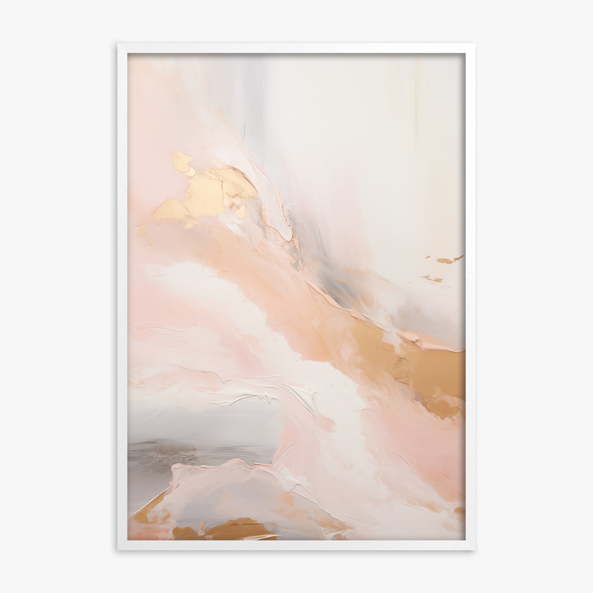 Celestial Blush, White Framed Poster With White Frame
