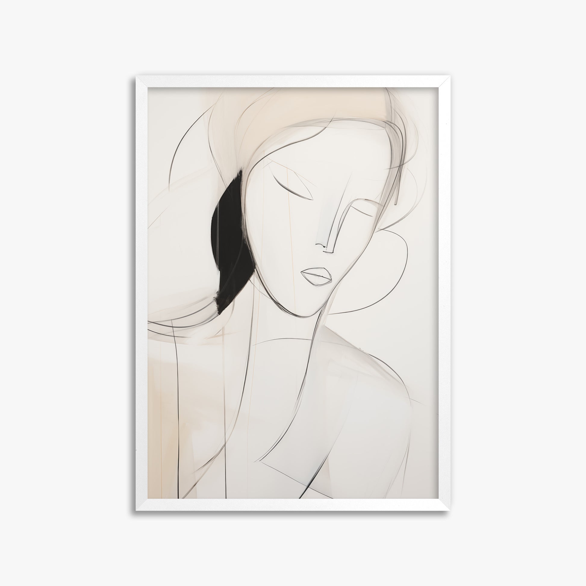 Serene Silhouette, 50x70cm Framed Poster With White Frame