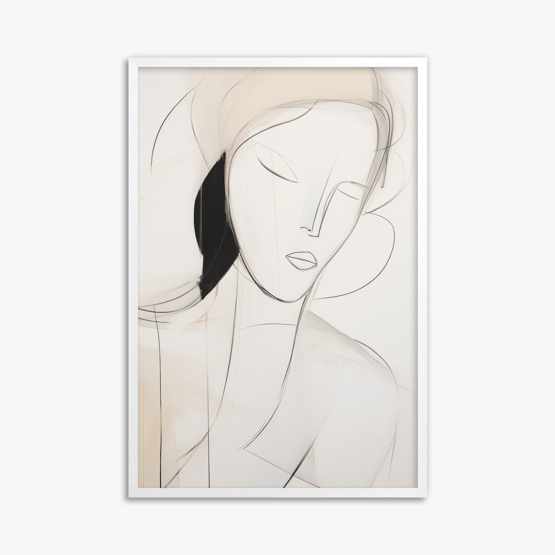 Serene Silhouette, 61x91cm Framed Poster With White Frame