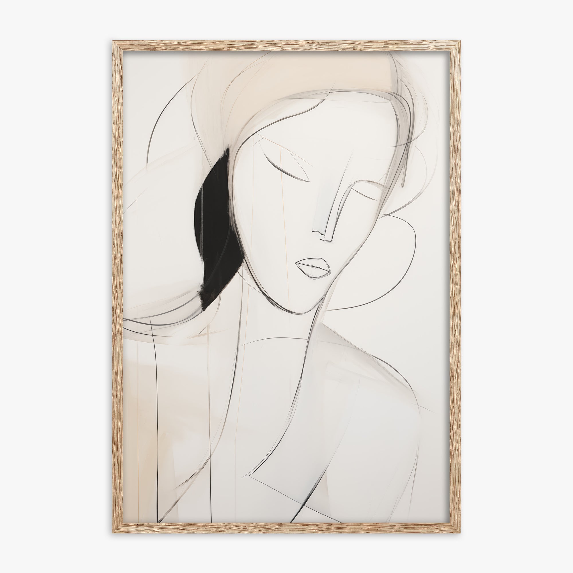 Serene Silhouette, 70x100cm Framed Poster With Raw Oak Frame