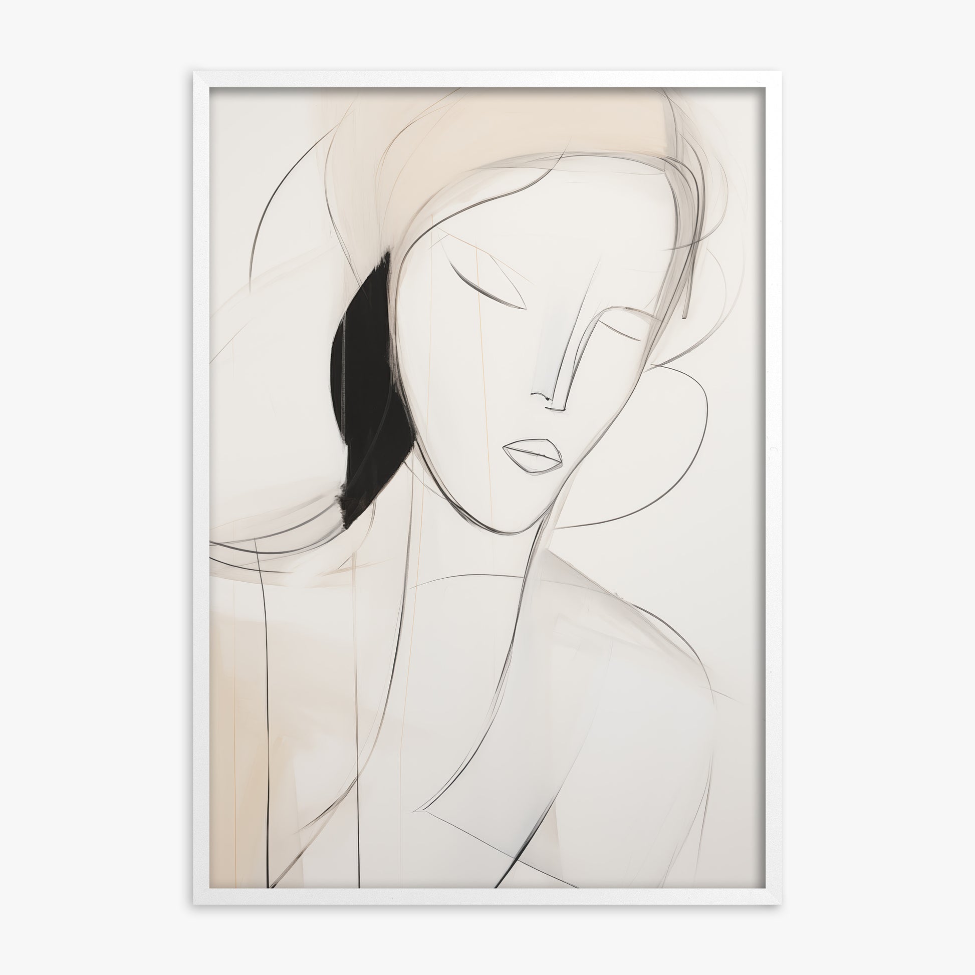 Serene Silhouette, x70-White Framed Poster With White Frame