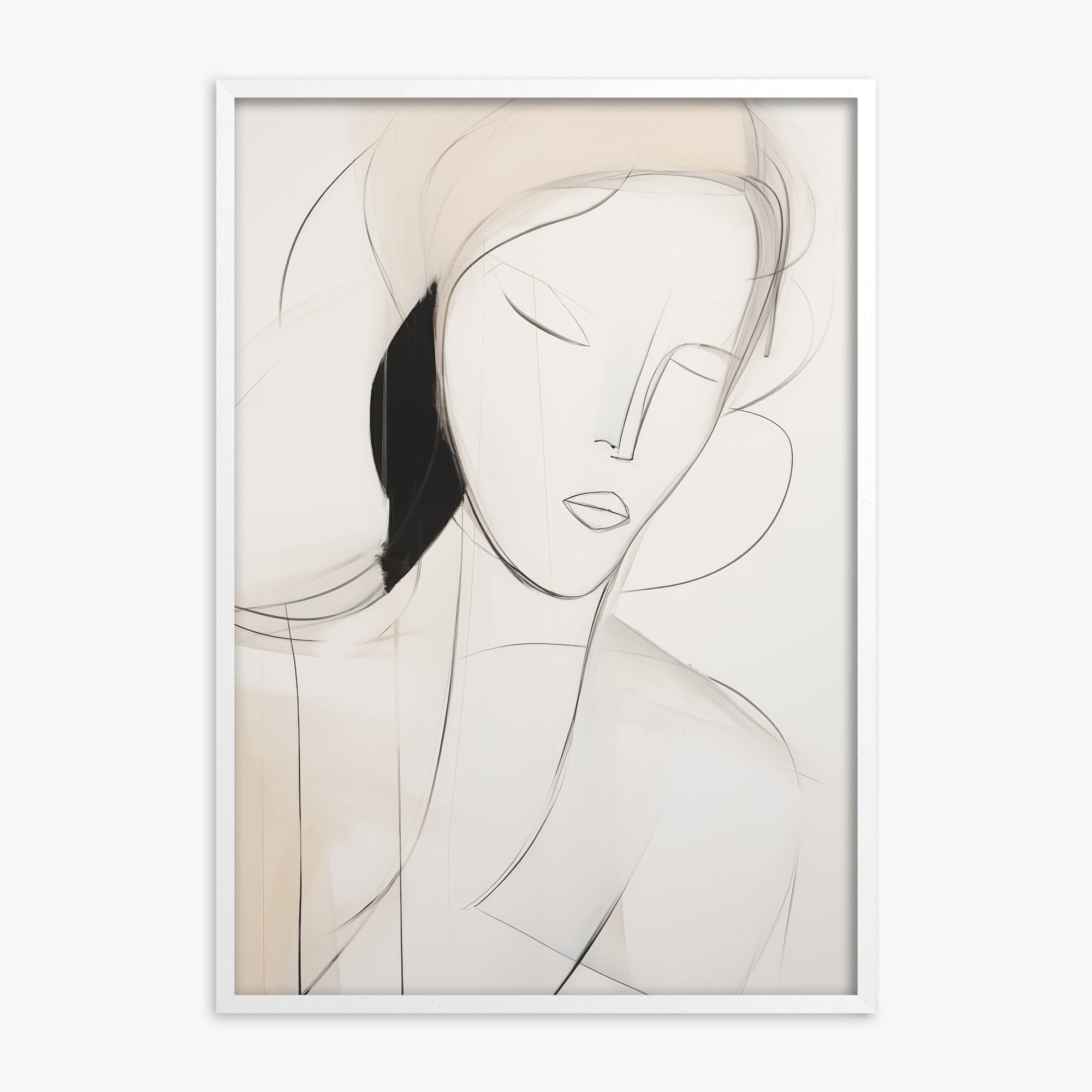 Serene Silhouette, x70-White Framed Poster With White Frame