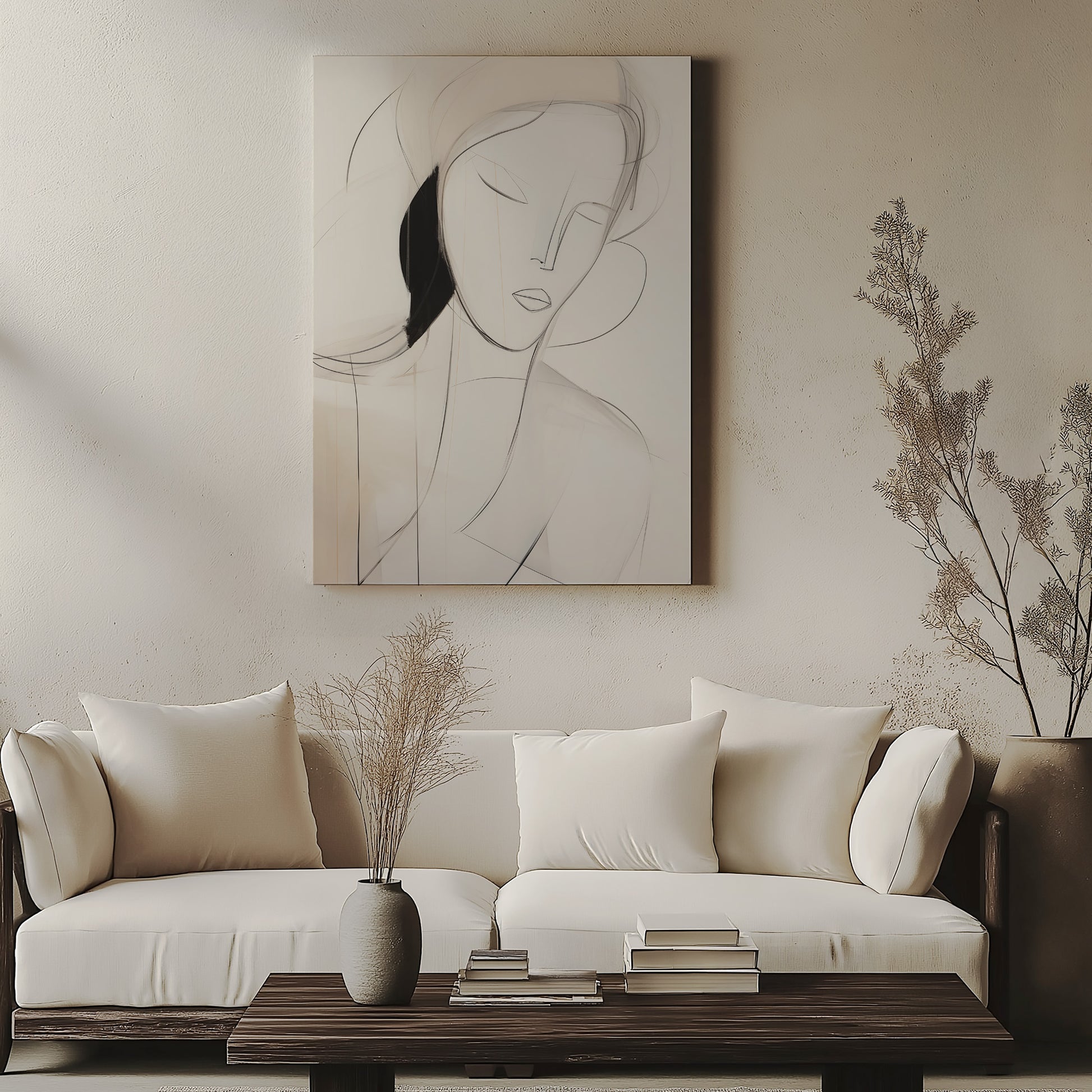 Design Concept No. 57 for Serene Silhouette Modern Satin Canvas Poster Art