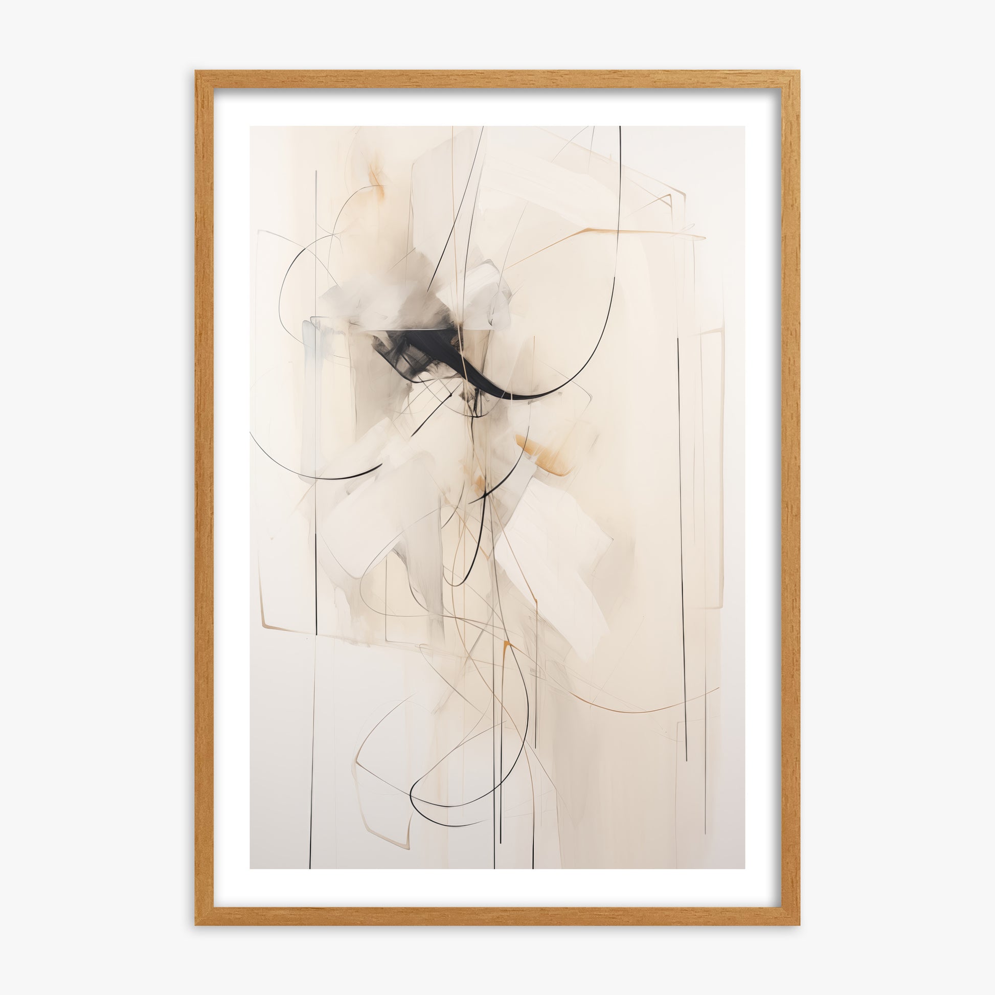 Ink Reverie, 70x100cm Framed Poster With Oak Frame