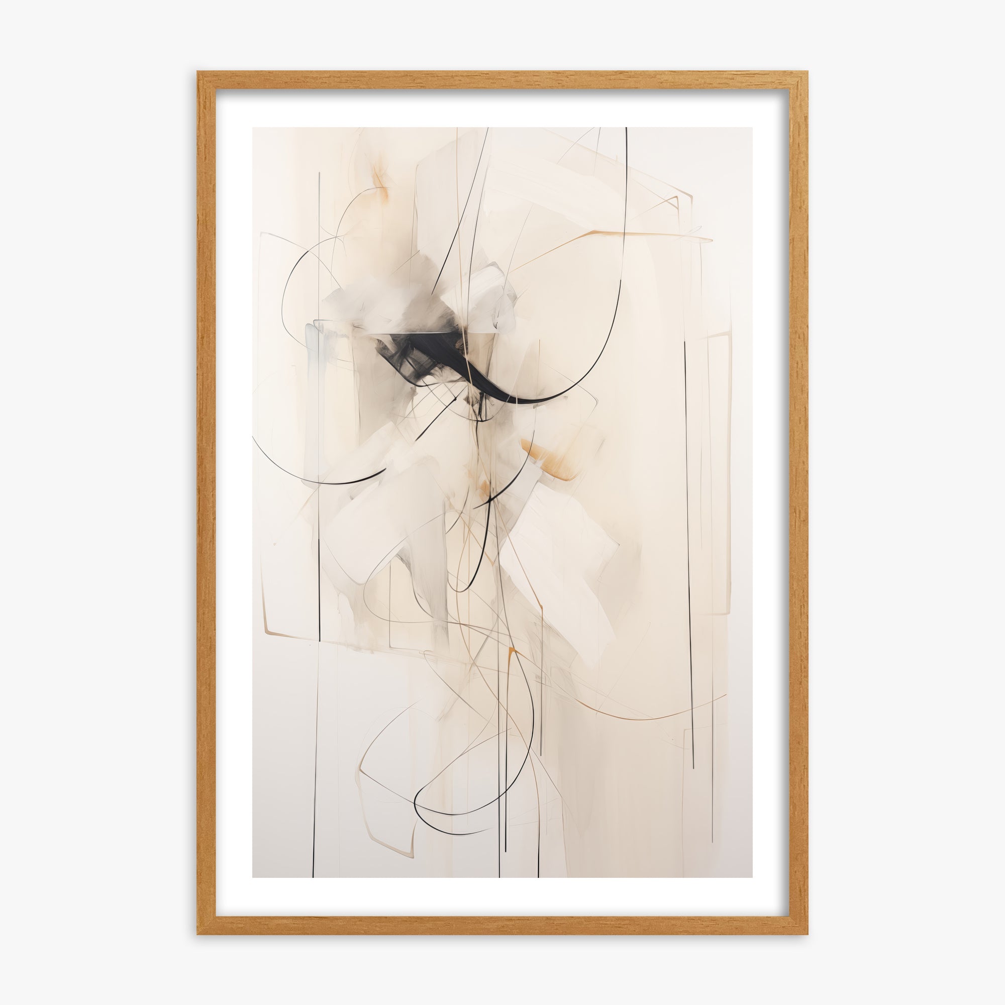 Ink Reverie, 70x100cm Framed Poster With Oak Frame