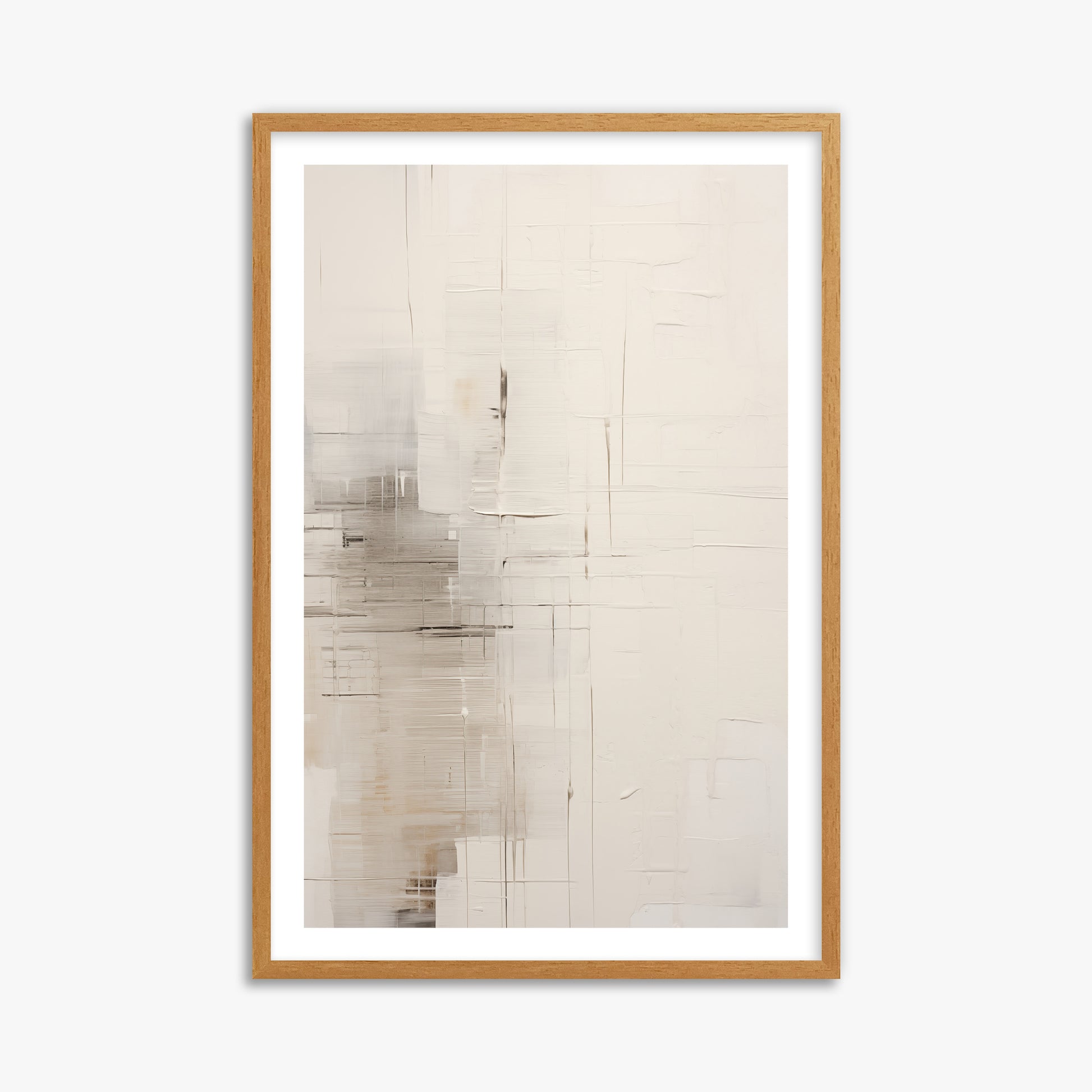 Veiled Grids, 61x91cm Framed Poster With Oak Frame