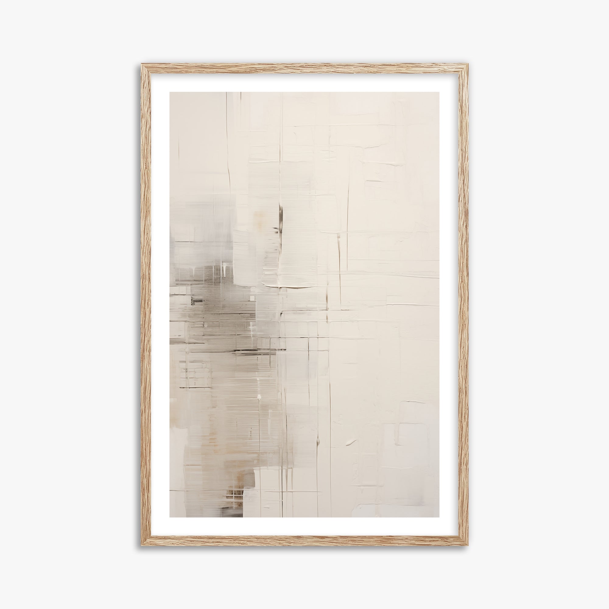 Veiled Grids, 61x91cm Framed Poster With Raw Oak Frame