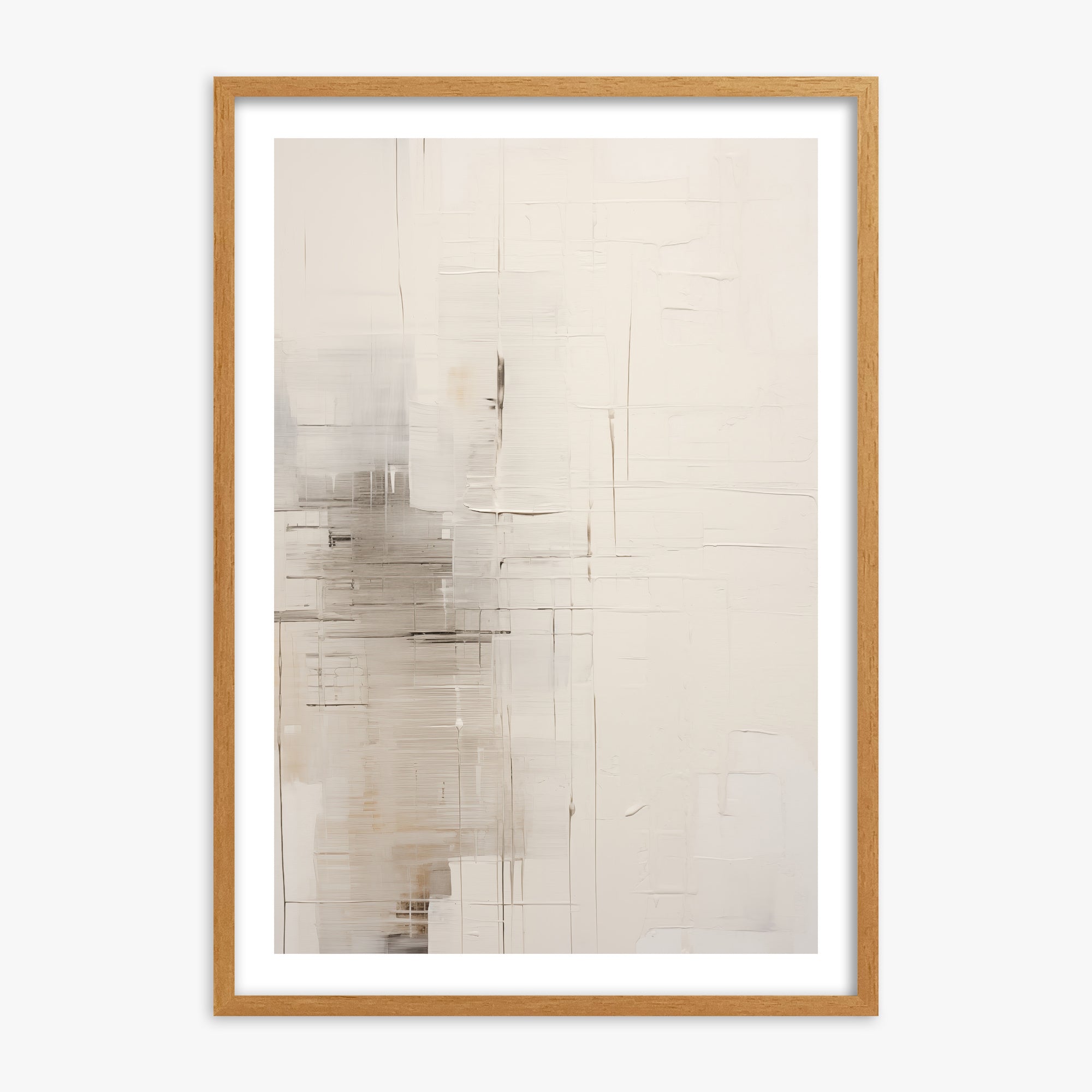 Veiled Grids, 70x100cm Framed Poster With Oak Frame