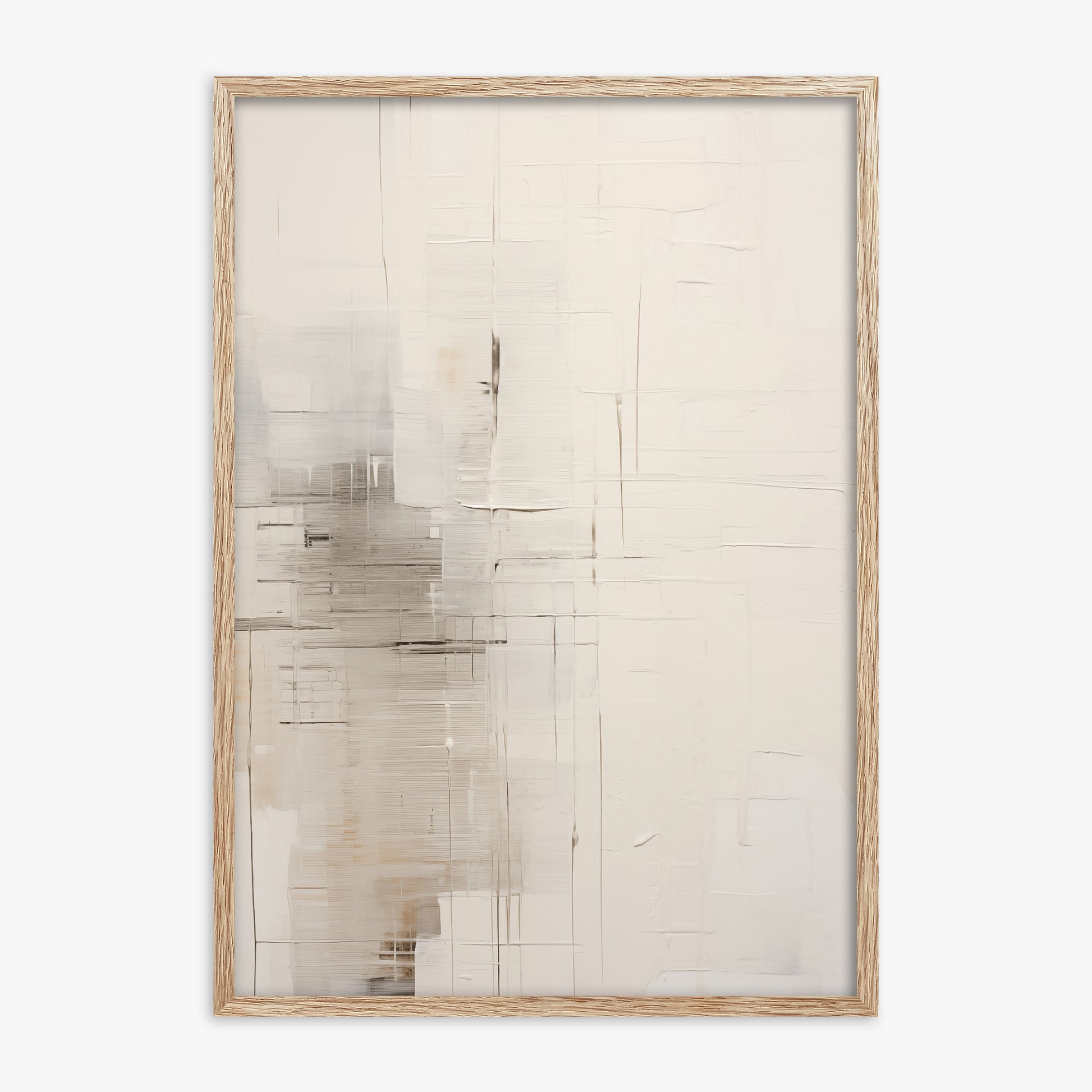 Veiled Grids, 70x100cm Framed Poster With Raw Oak Frame