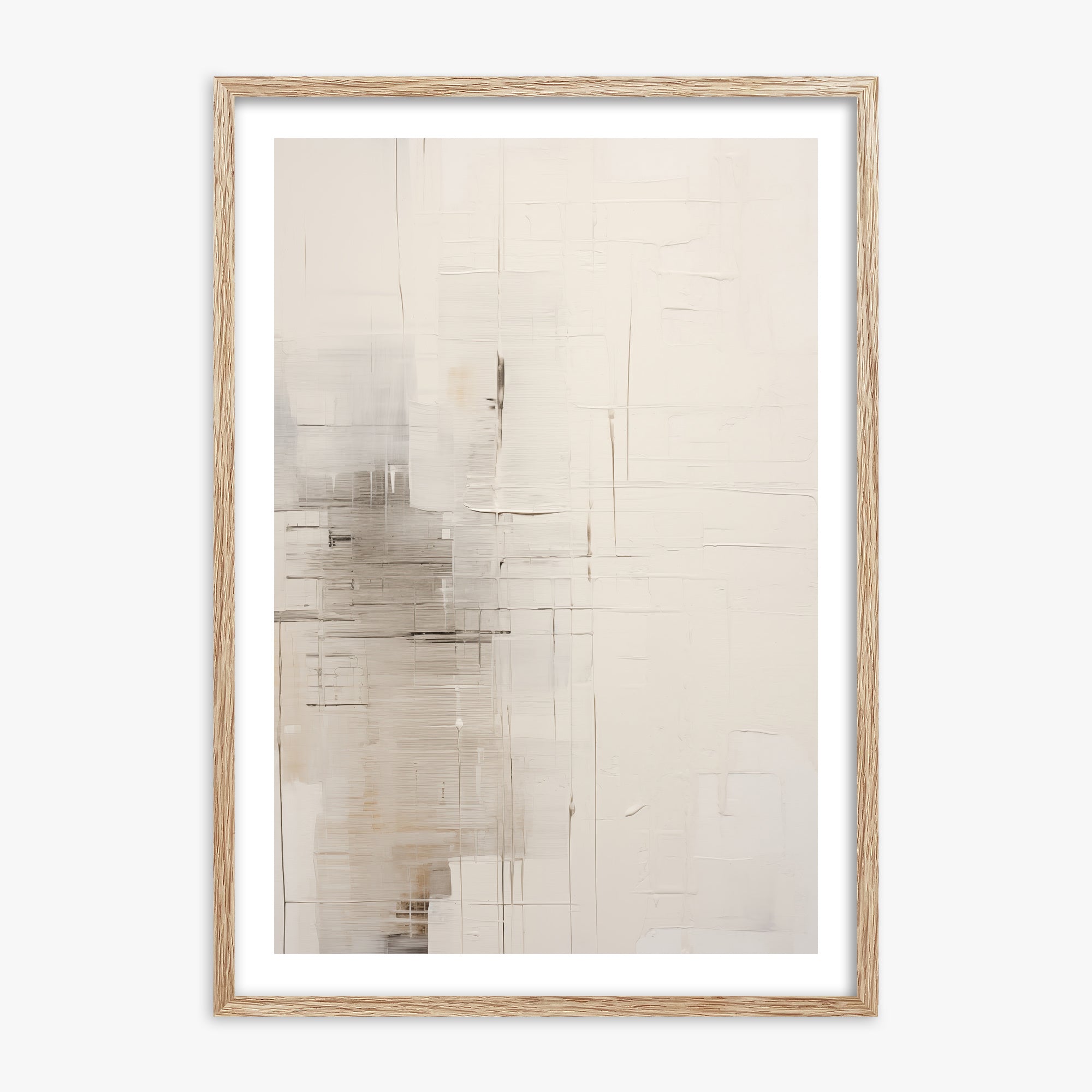 Veiled Grids, 70x100cm Framed Poster With Raw Oak Frame