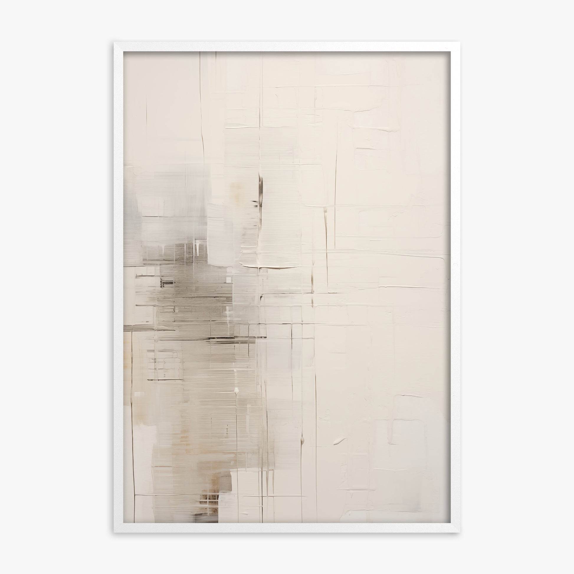 Veiled Grids, White Framed Poster With White Frame