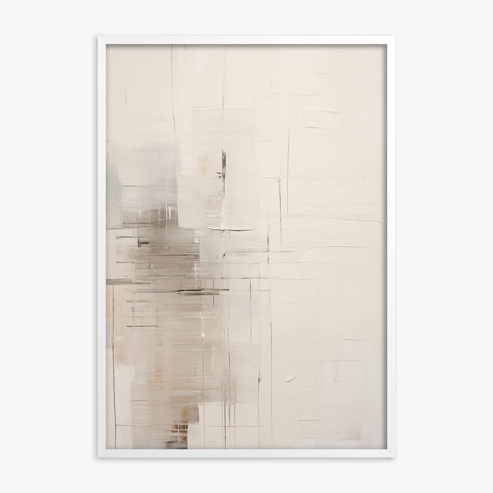 Veiled Grids, White Framed Poster With White Frame