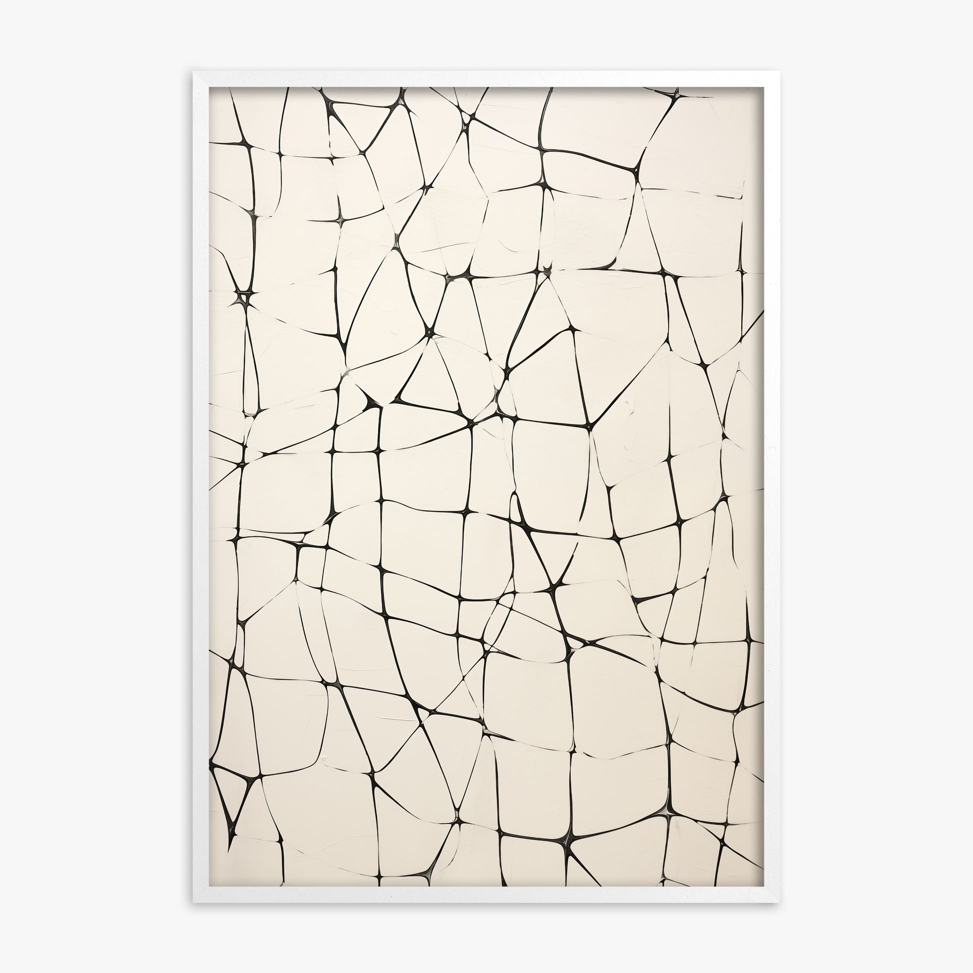 Fractured Serenity, White Framed Poster With White Frame