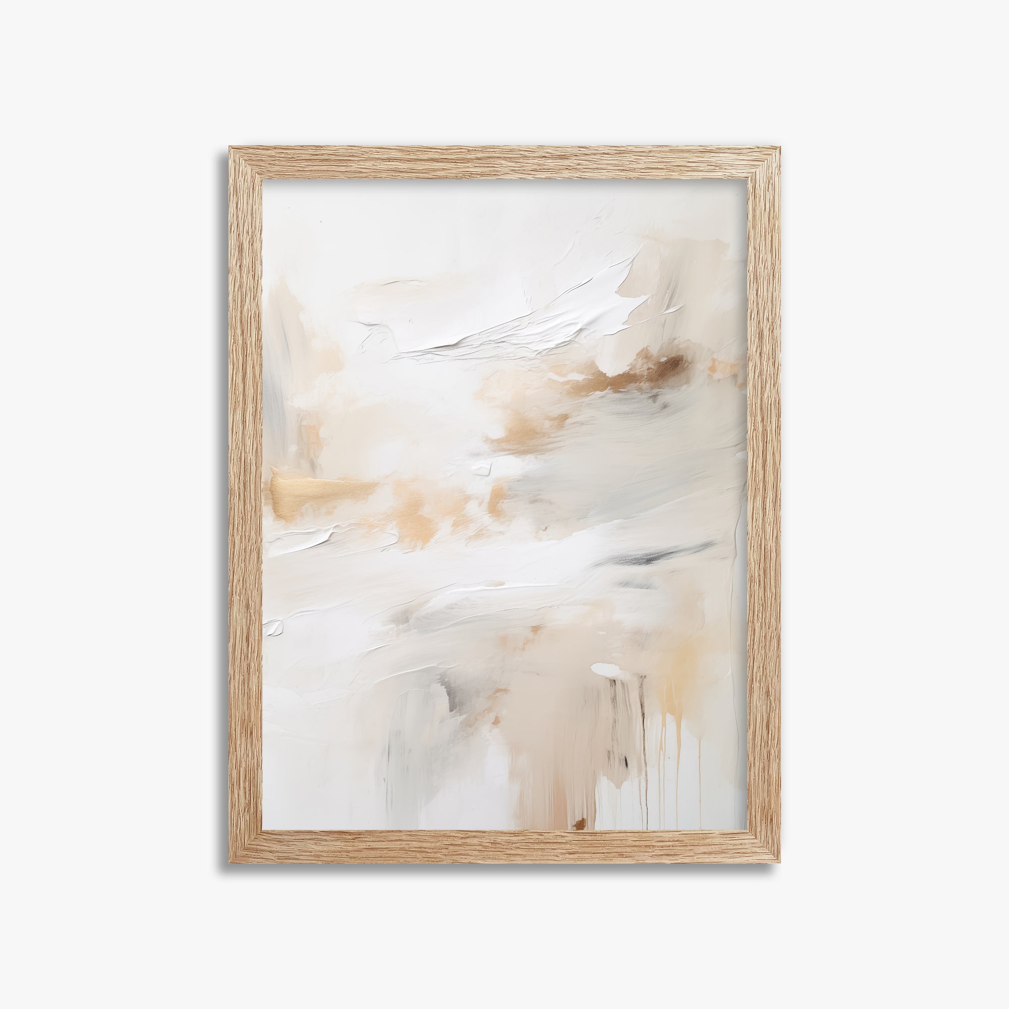 Golden Flux, 30x40cm Framed Art Reproduction With Raw Oak Frame
