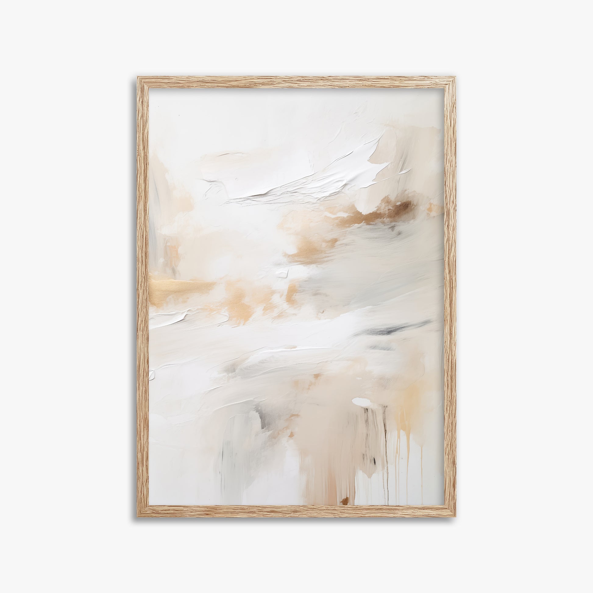 Golden Flux, 50x70cm Framed Art Reproduction With Raw Oak Frame