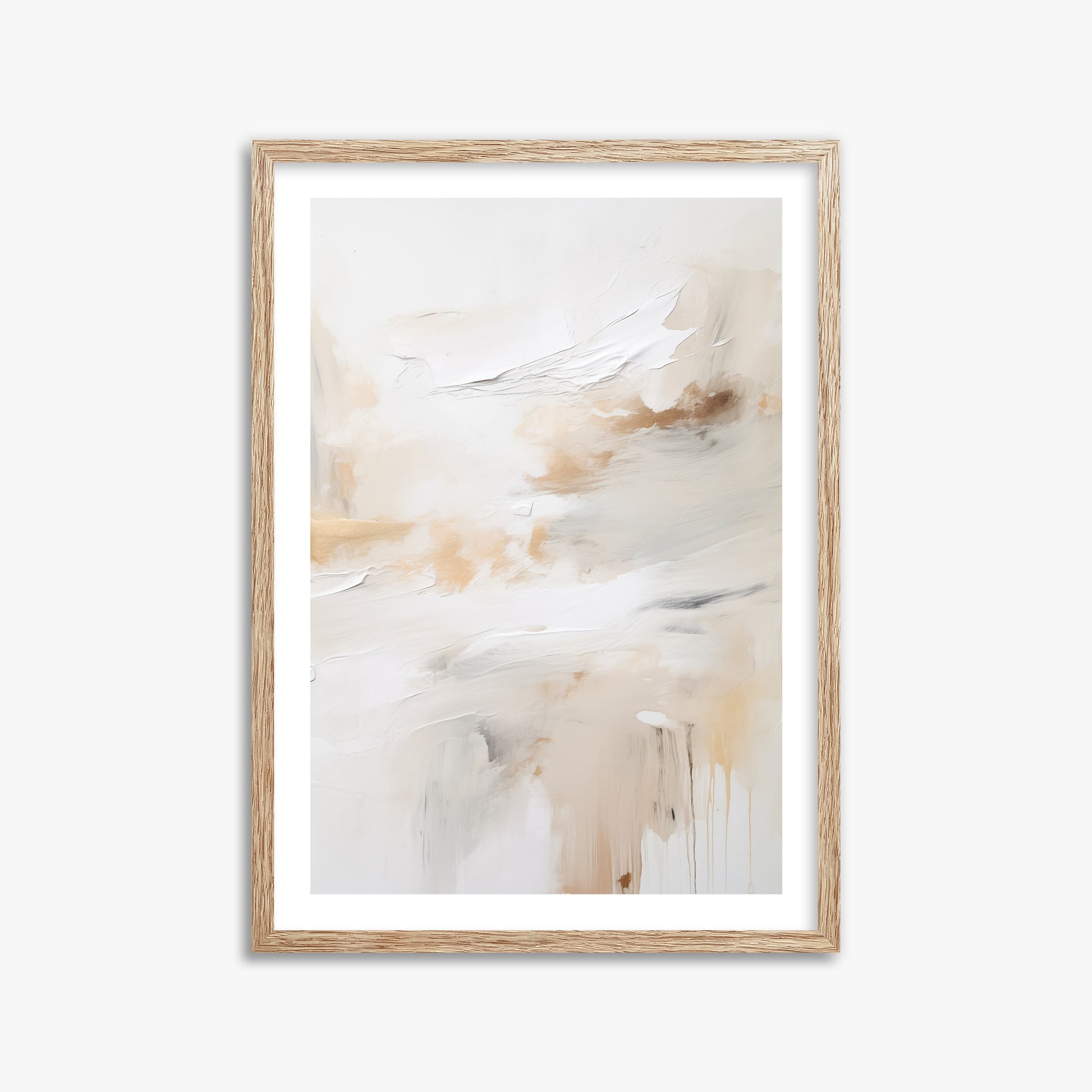 Golden Flux, 50x70cm Framed Art Reproduction With Raw Oak Frame