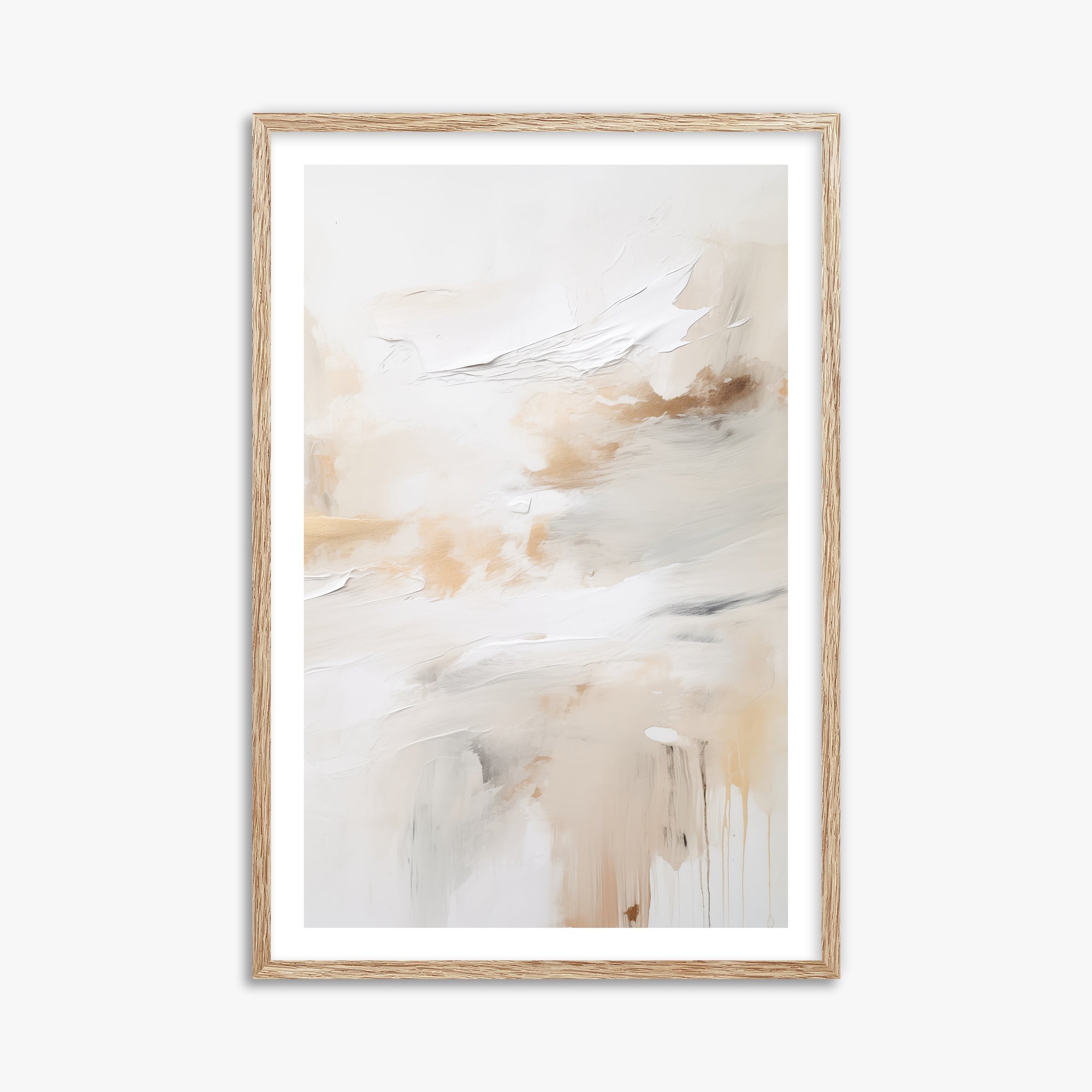 Golden Flux, 61x91cm Framed Art Reproduction With Raw Oak Frame