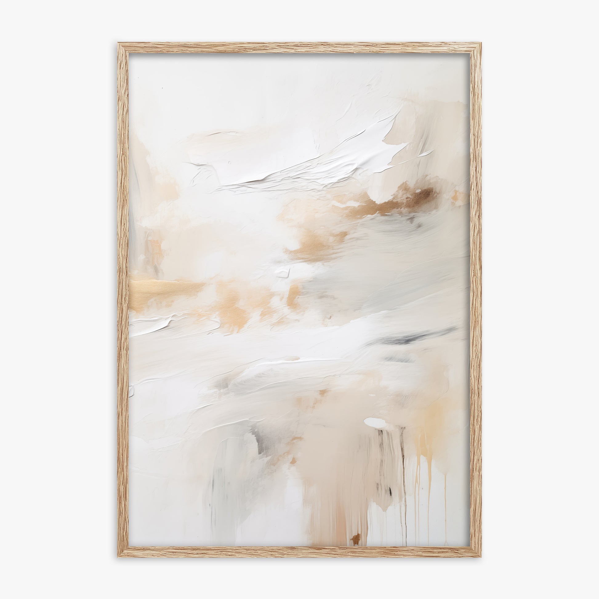 Golden Flux, 70x100cm Framed Art Reproduction With Raw Oak Frame