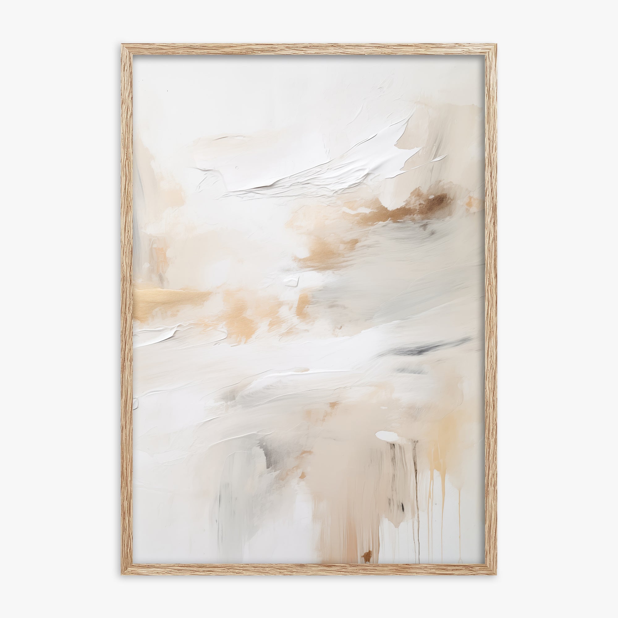 Golden Flux, 70x100cm Framed Art Reproduction With Raw Oak Frame