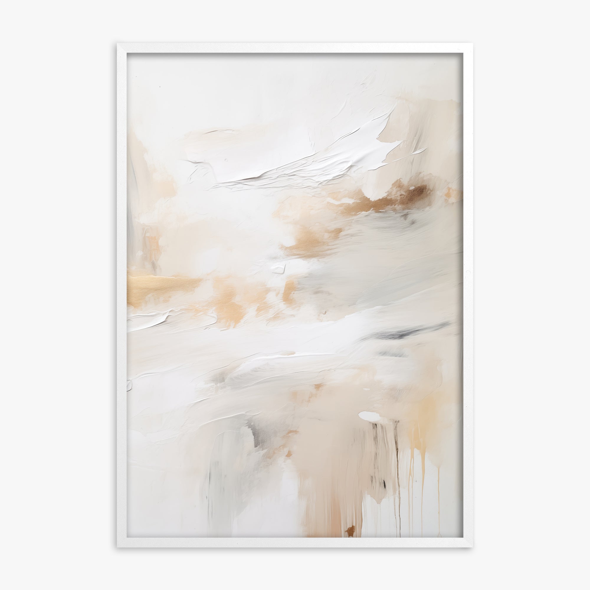Golden Flux, White Framed Poster With White Frame