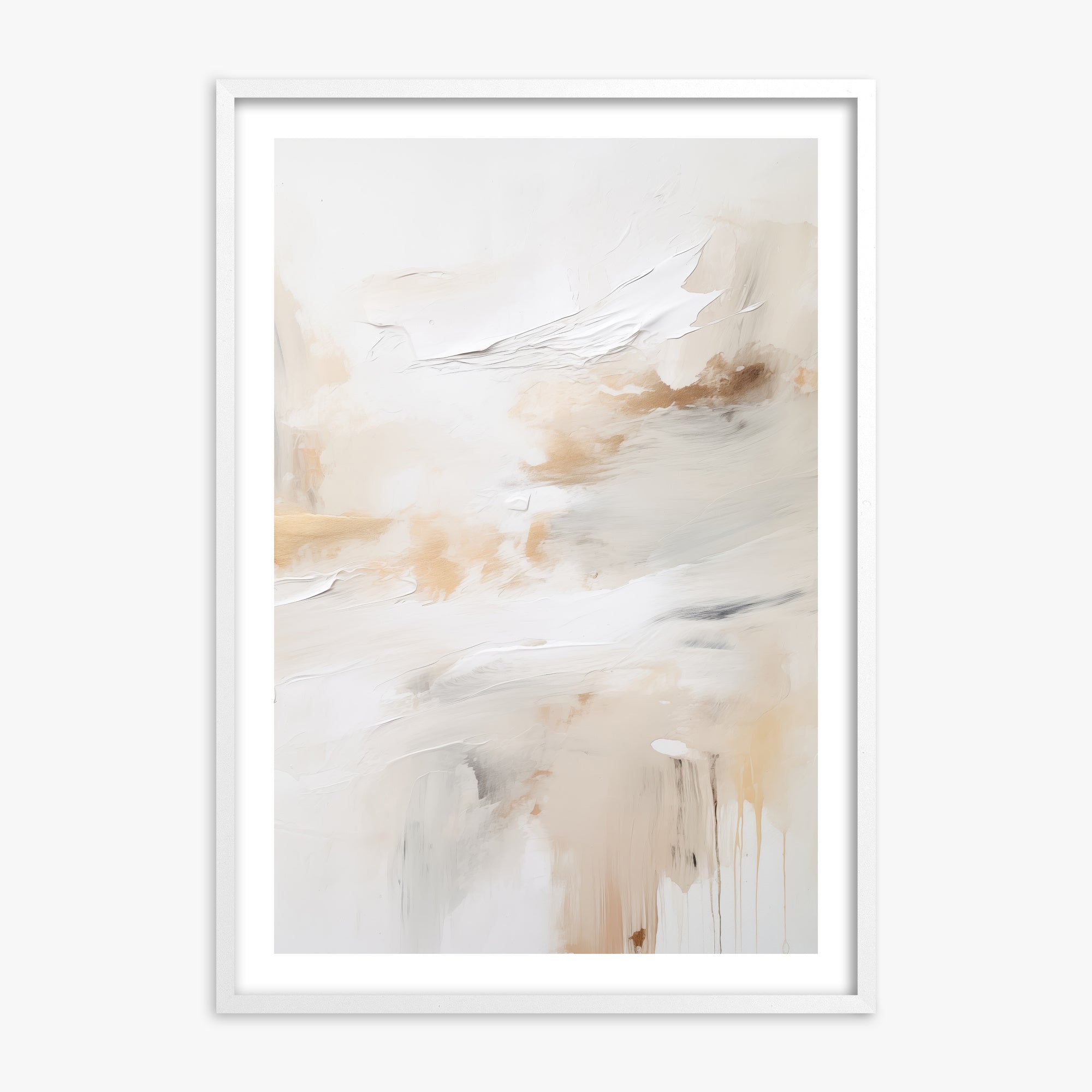 Golden Flux, White Framed Poster With White Frame