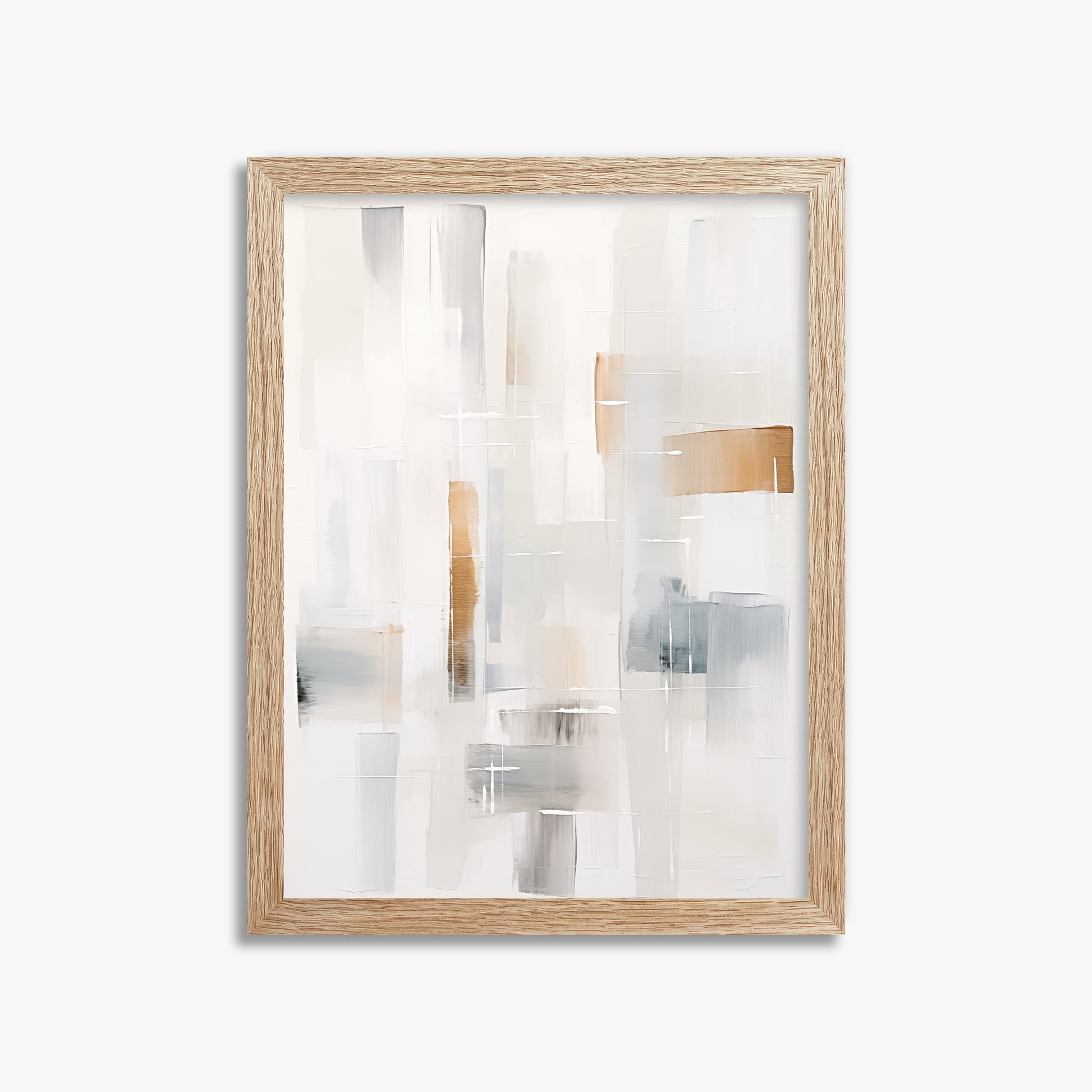Muted Blocks, 30x40cm Framed Poster With Raw Oak Frame