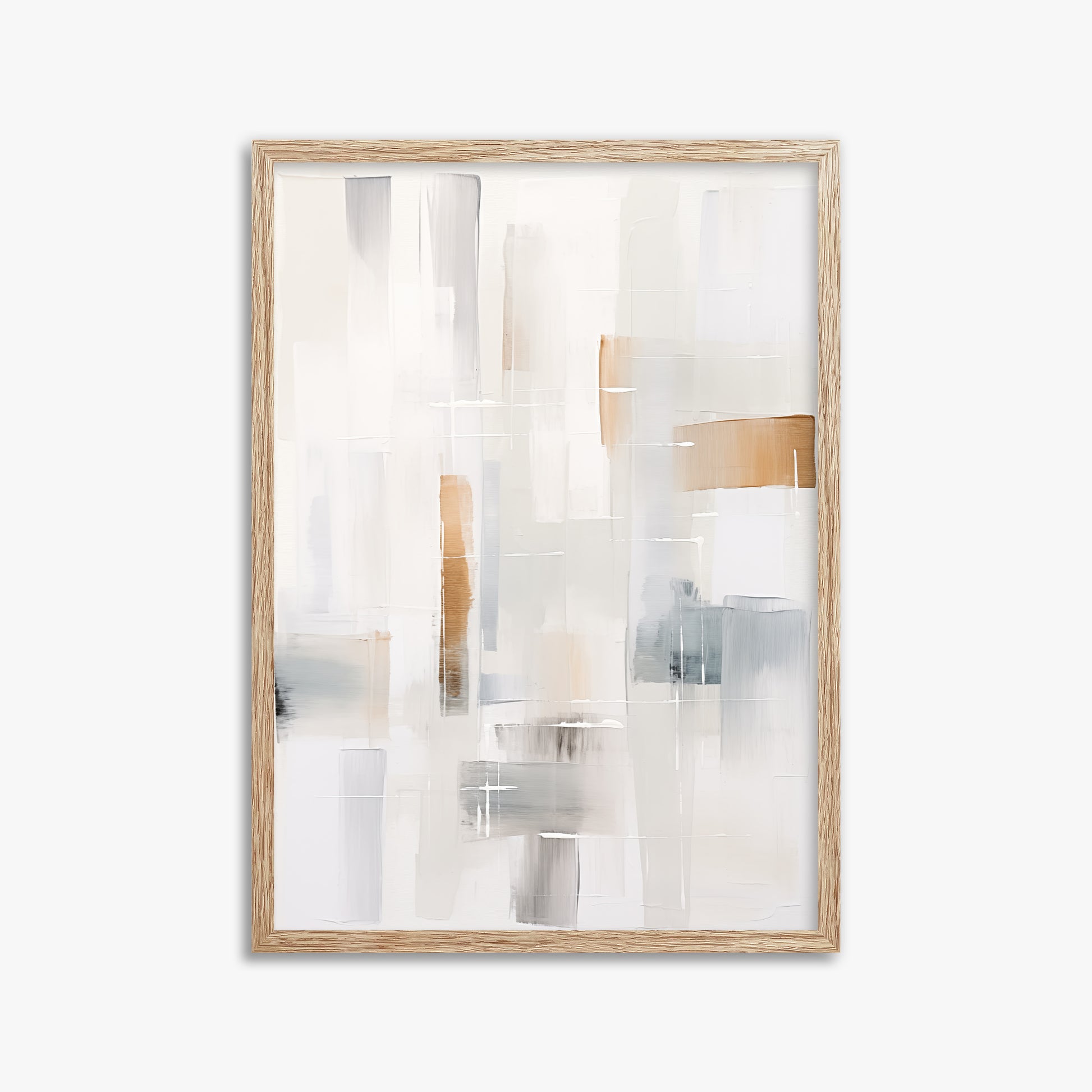 Muted Blocks, 50x70cm Framed Poster With Raw Oak Frame
