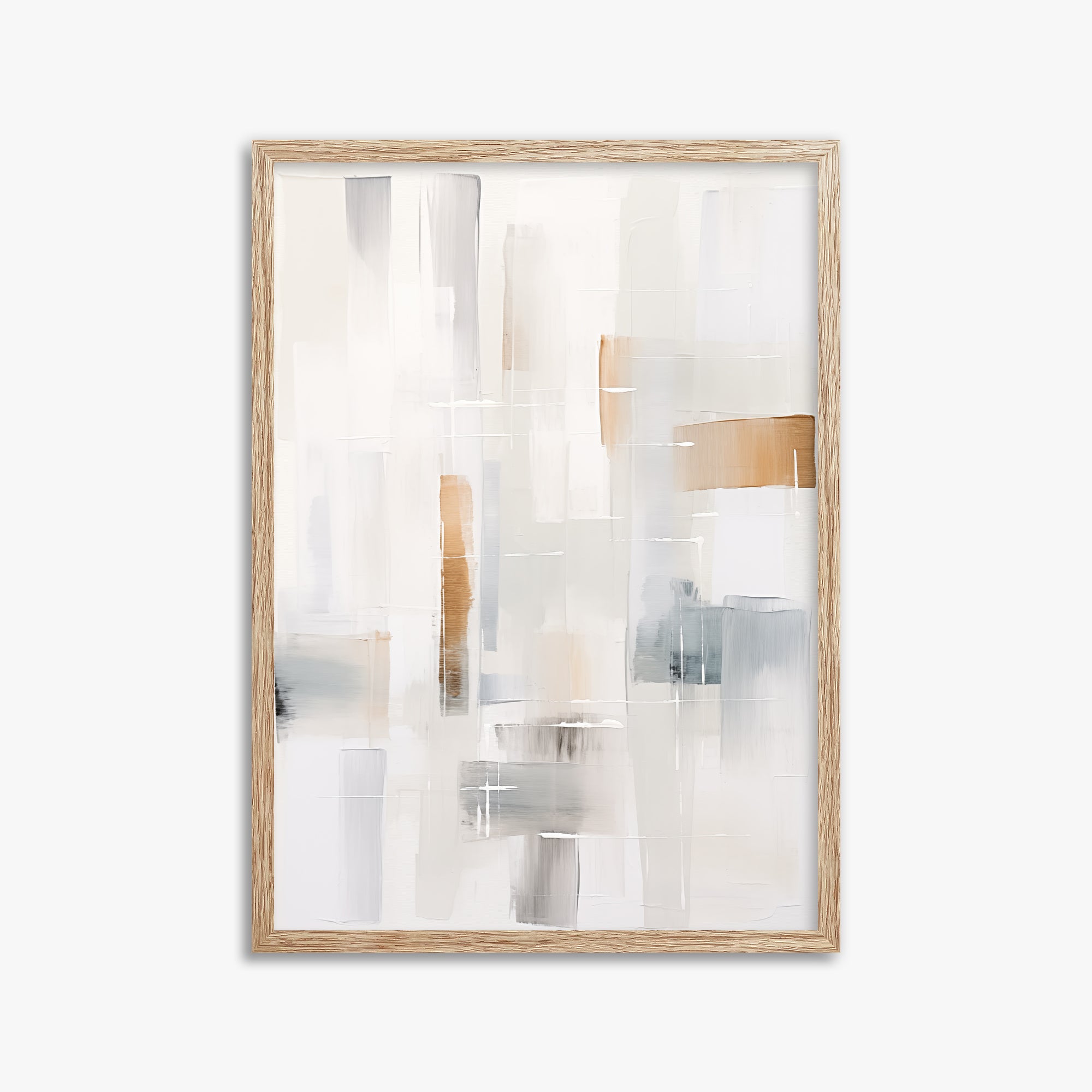 Muted Blocks, 50x70cm Framed Poster With Raw Oak Frame