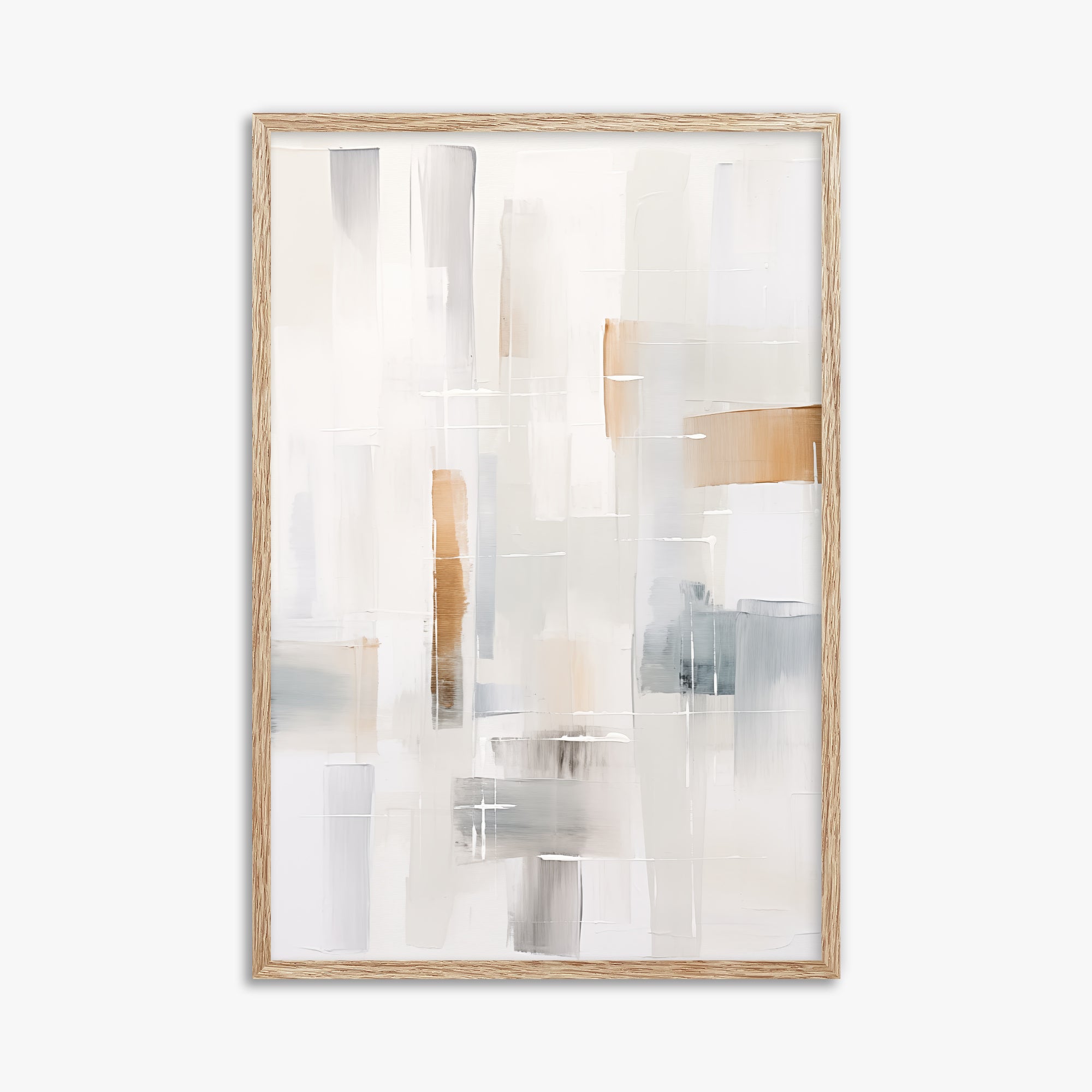 Muted Blocks, 61x91cm Framed Poster With Raw Oak Frame