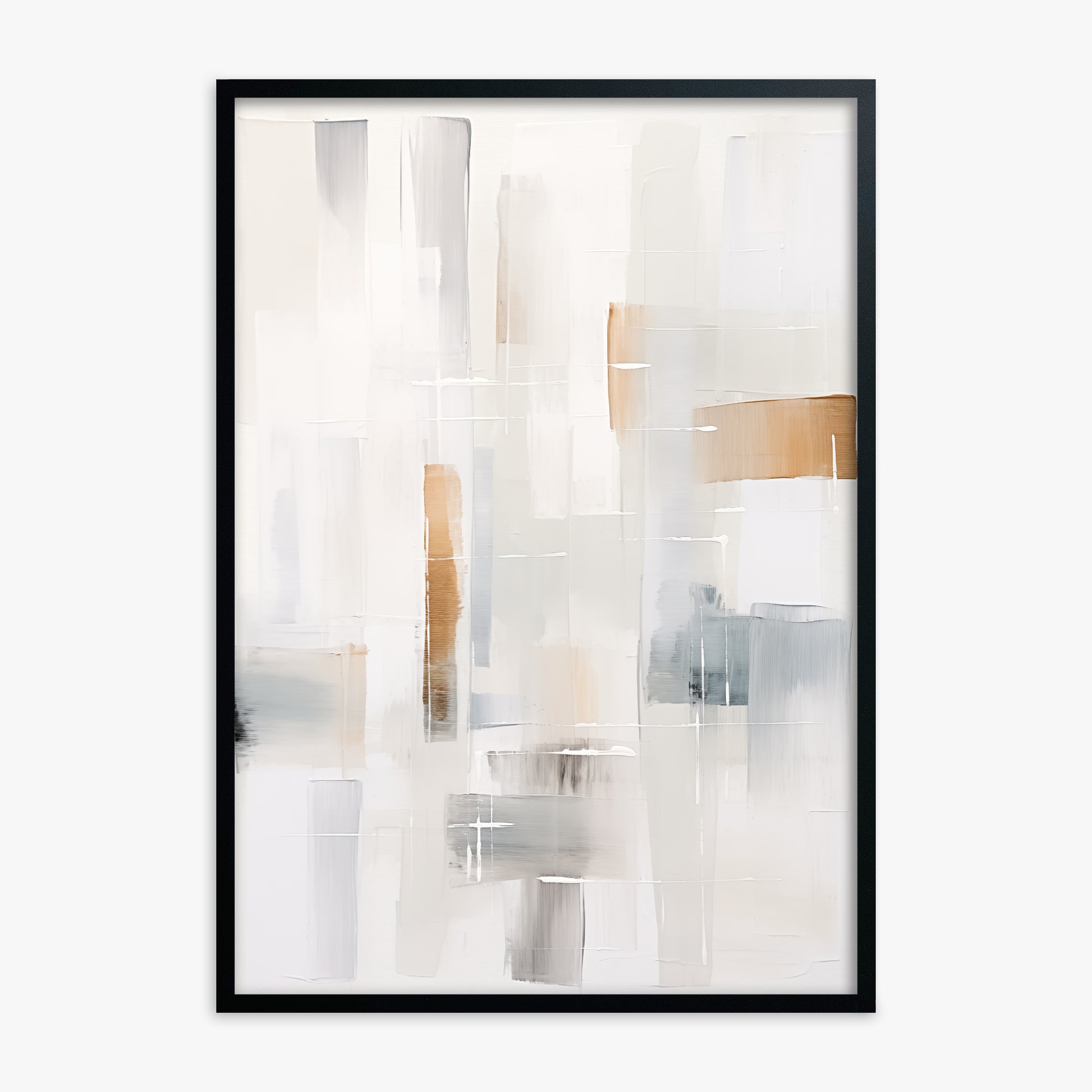 Muted Blocks, Black Framed Poster With Black Frame