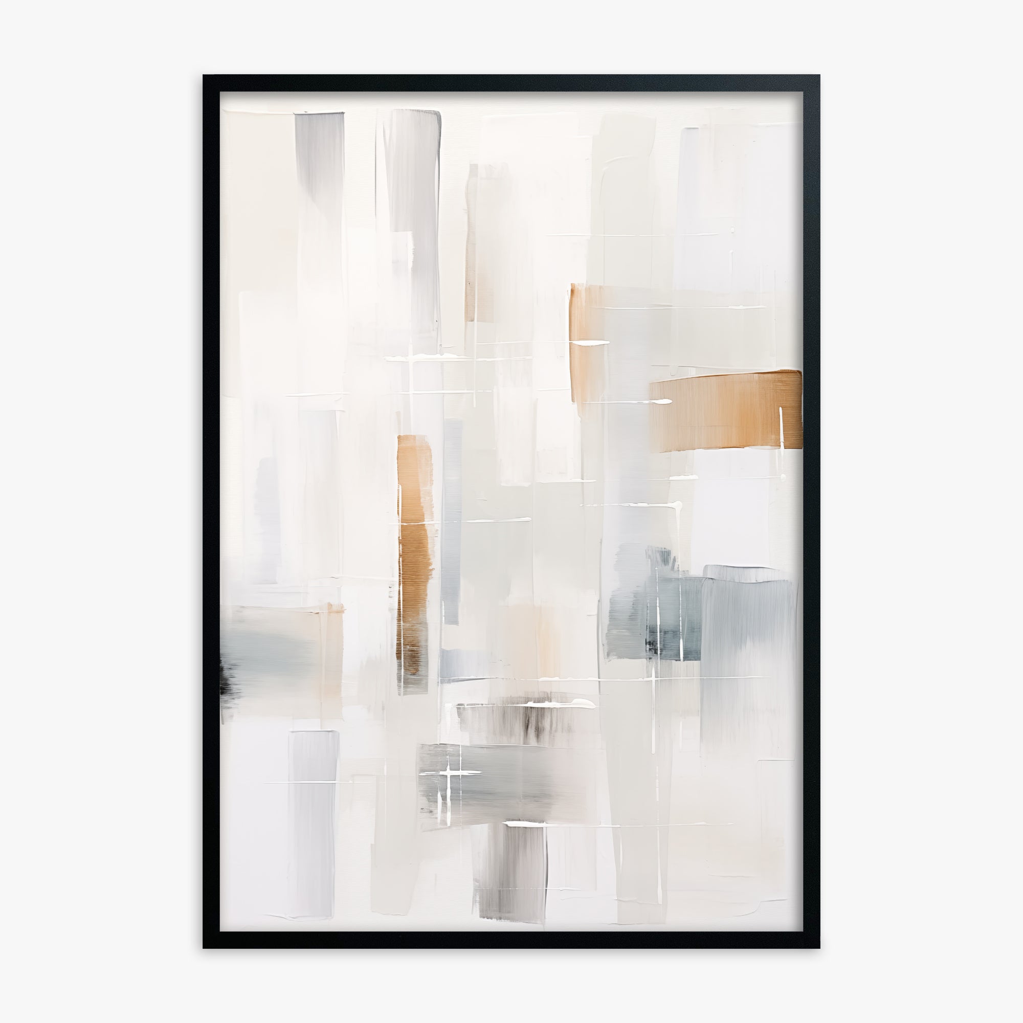 Muted Blocks, Black Framed Poster With Black Frame