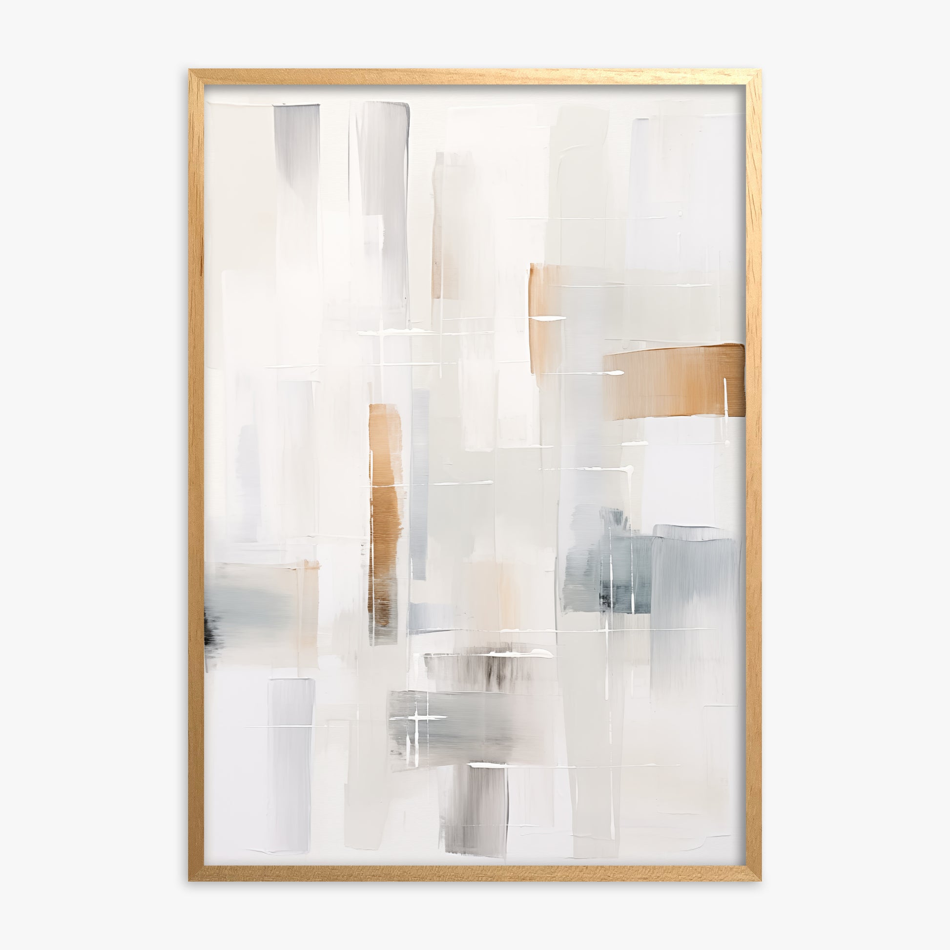 Muted Blocks, Oak Framed Poster With Oak Frame