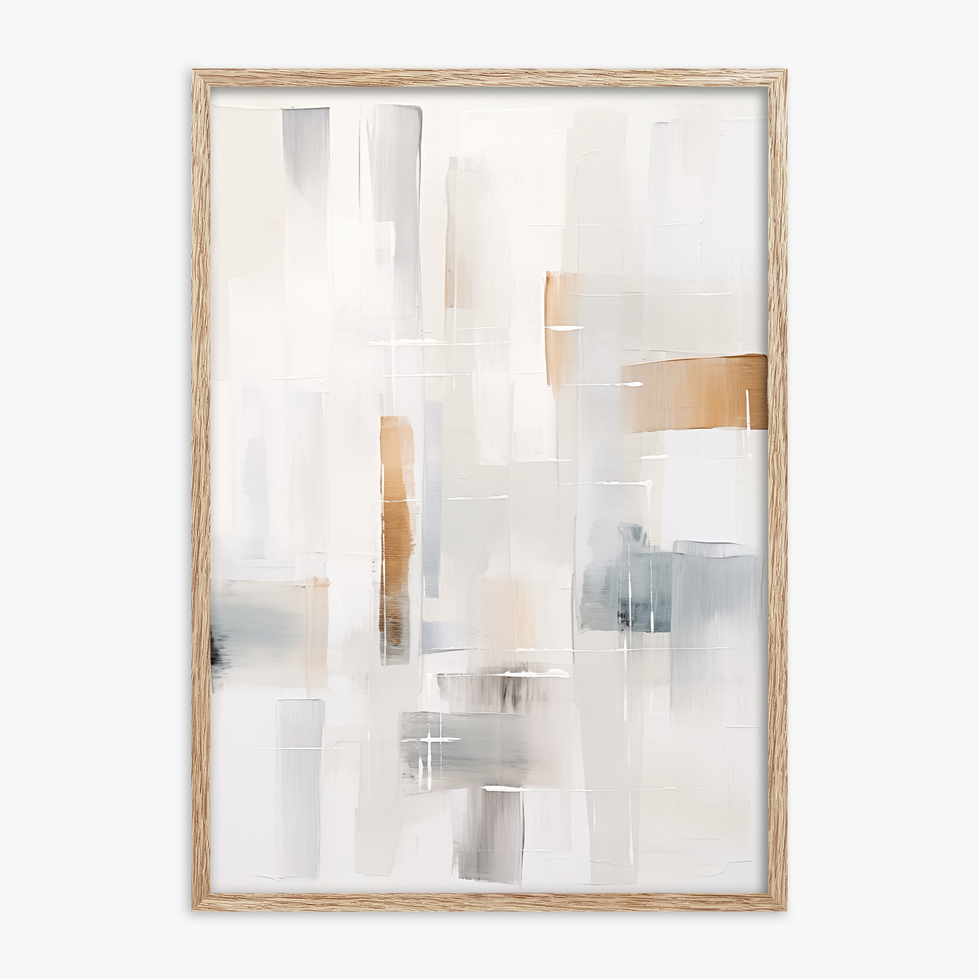 Muted Blocks, 70x100cm Framed Poster With Raw Oak Frame