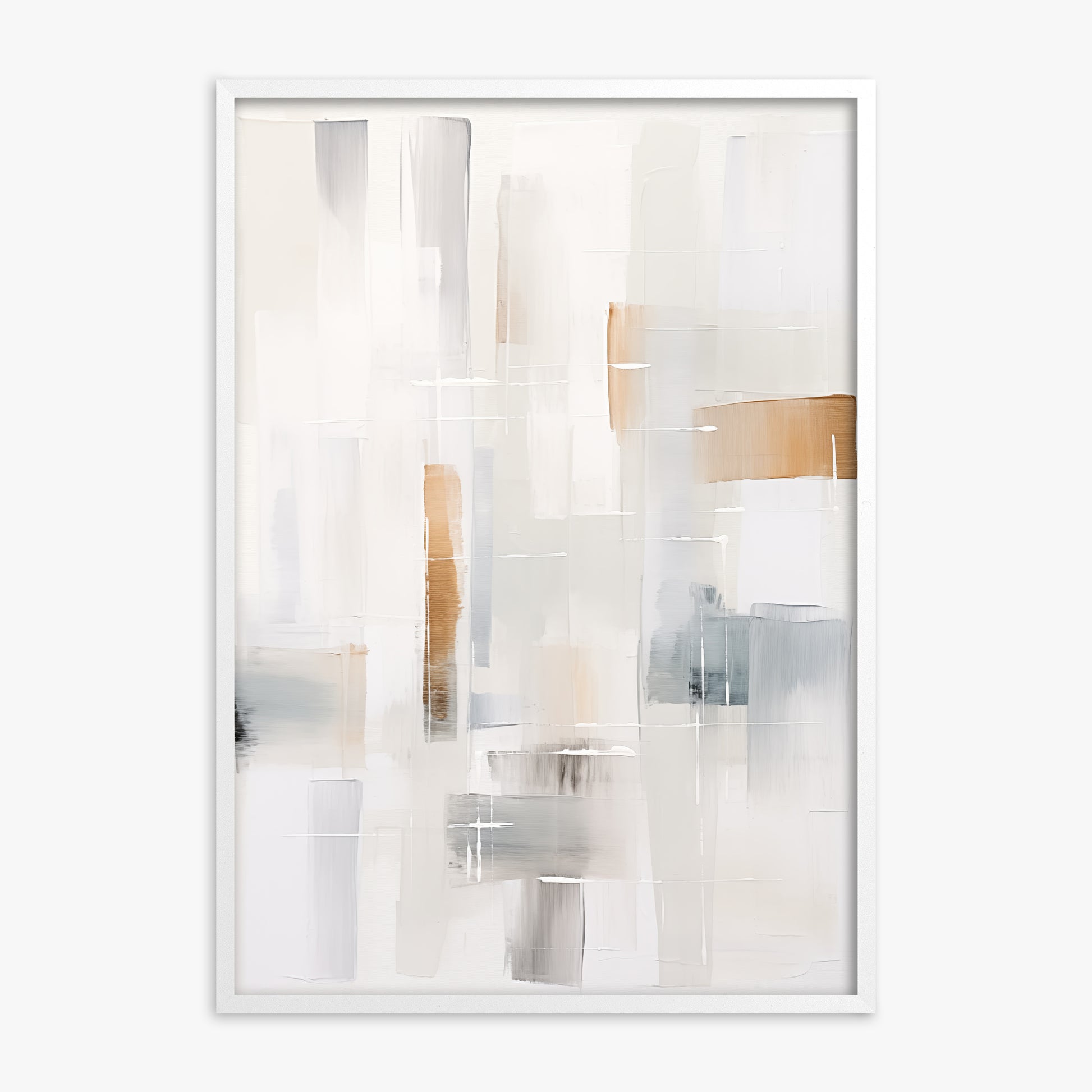 Muted Blocks, White Framed Poster With White Frame