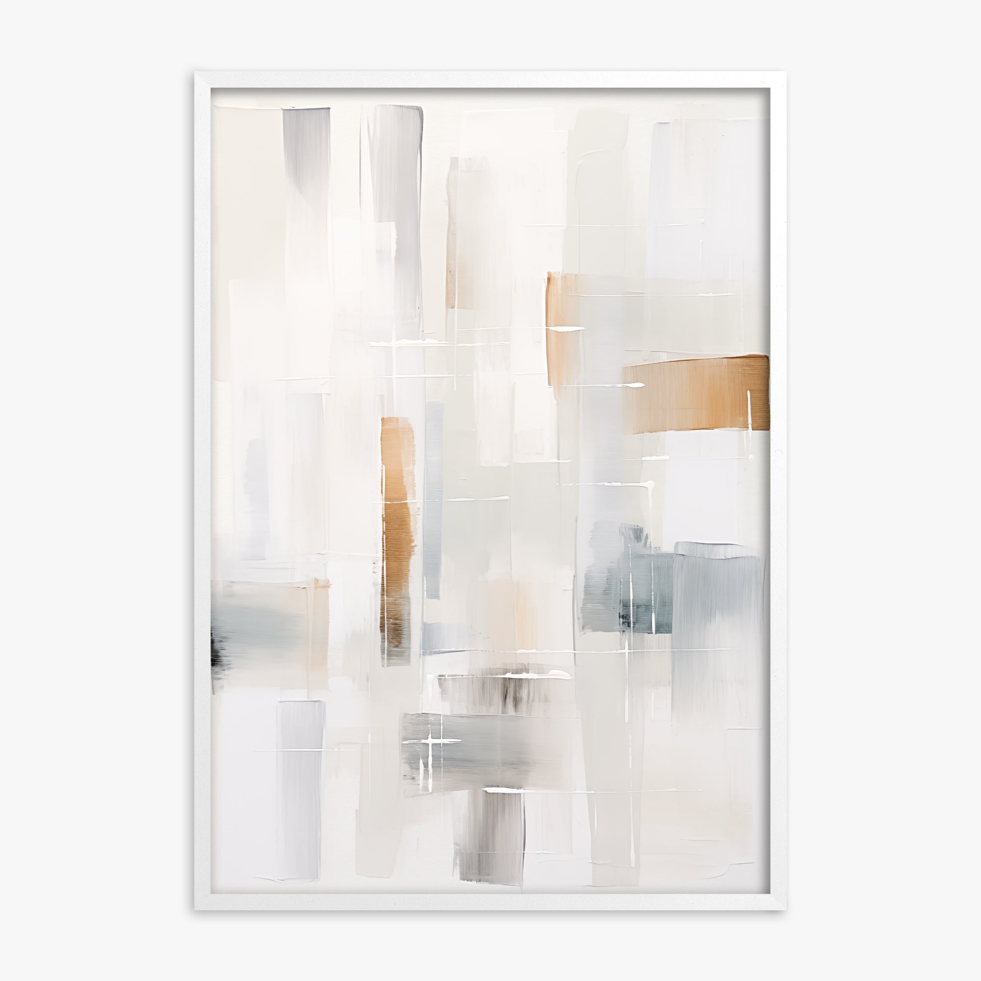 Muted Blocks, White Framed Poster With White Frame