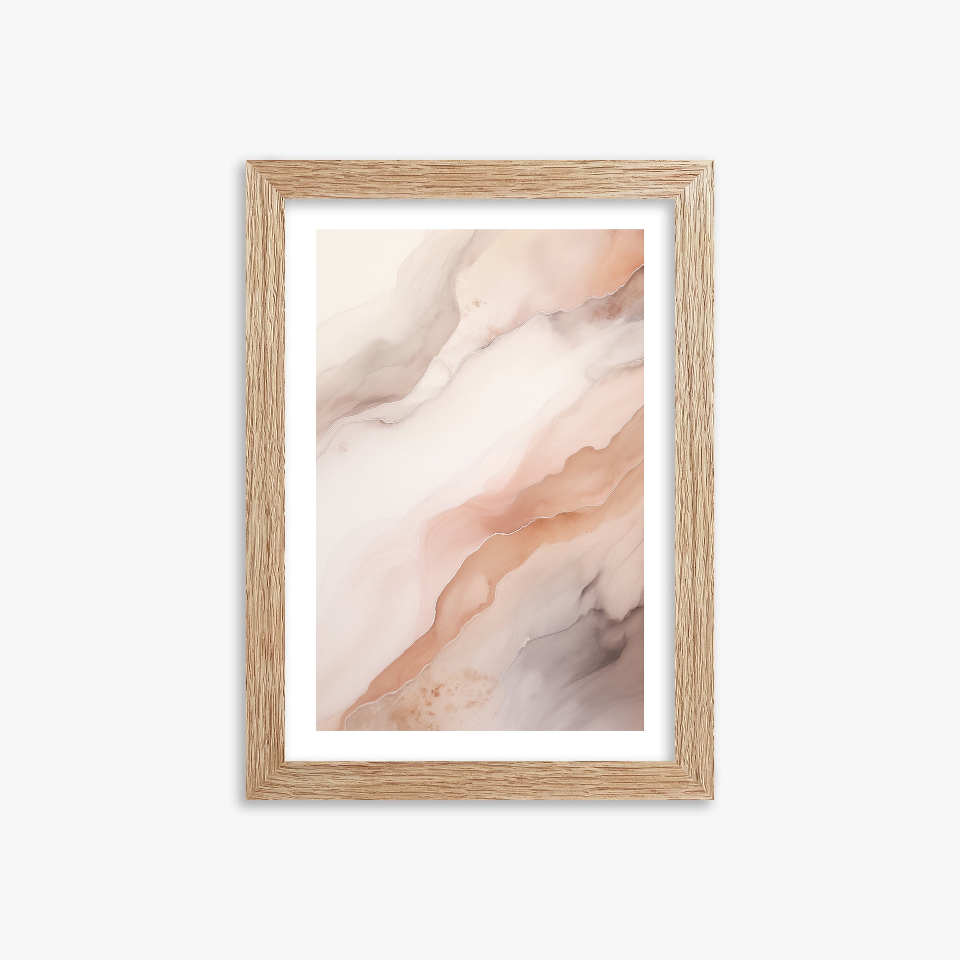 Rose Marble, 21x30cm Framed Poster With Raw Oak Frame
