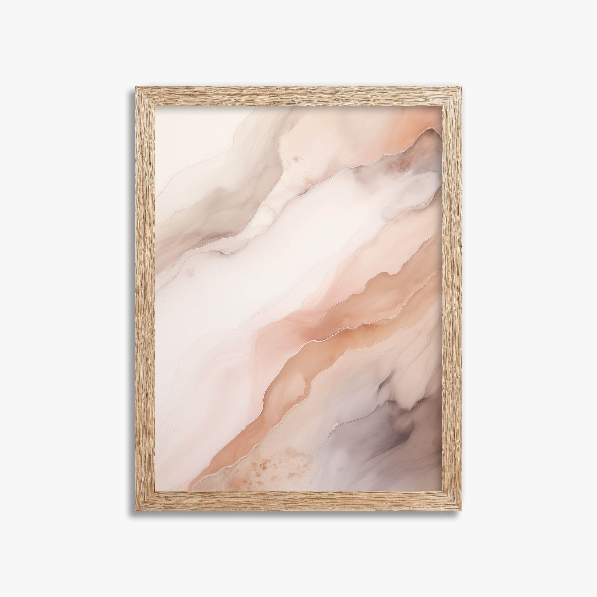 Rose Marble, 30x40cm Framed Poster With Raw Oak Frame