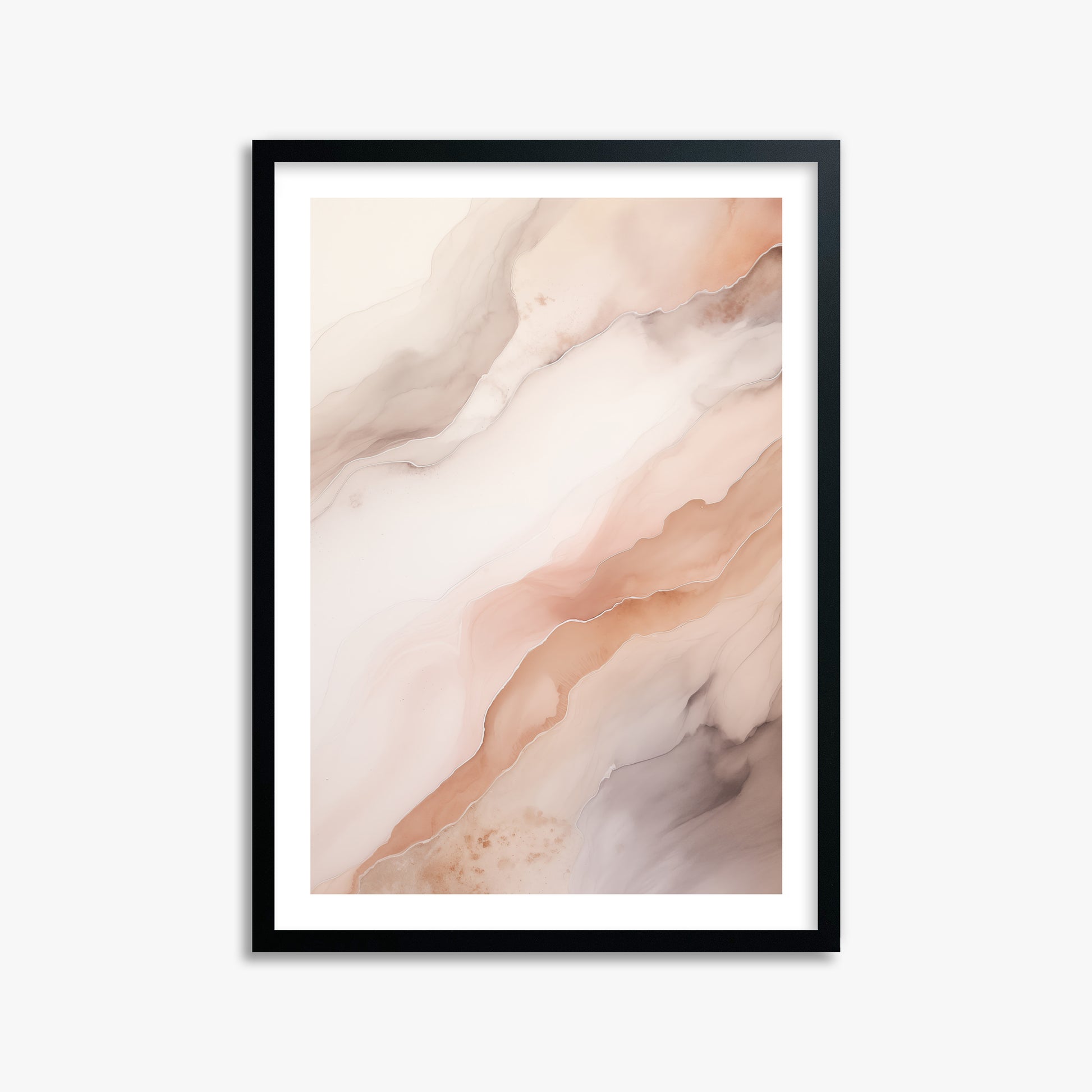 Rose Marble, 50x70cm Framed Poster With Black Frame