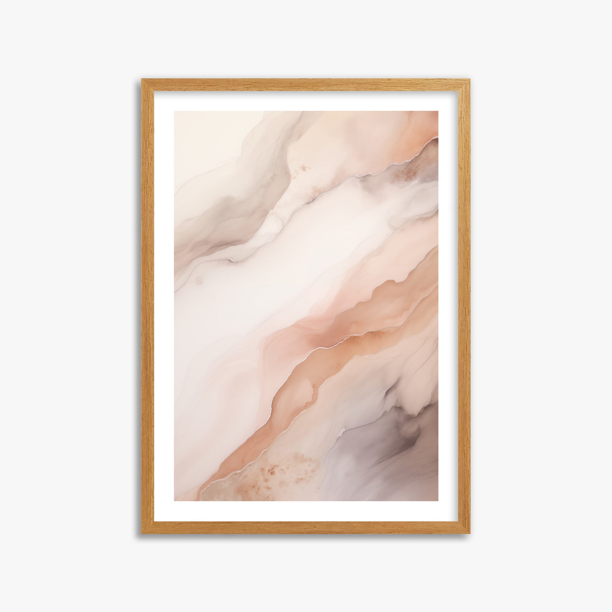 Rose Marble, 50x70cm Framed Poster With Oak Frame