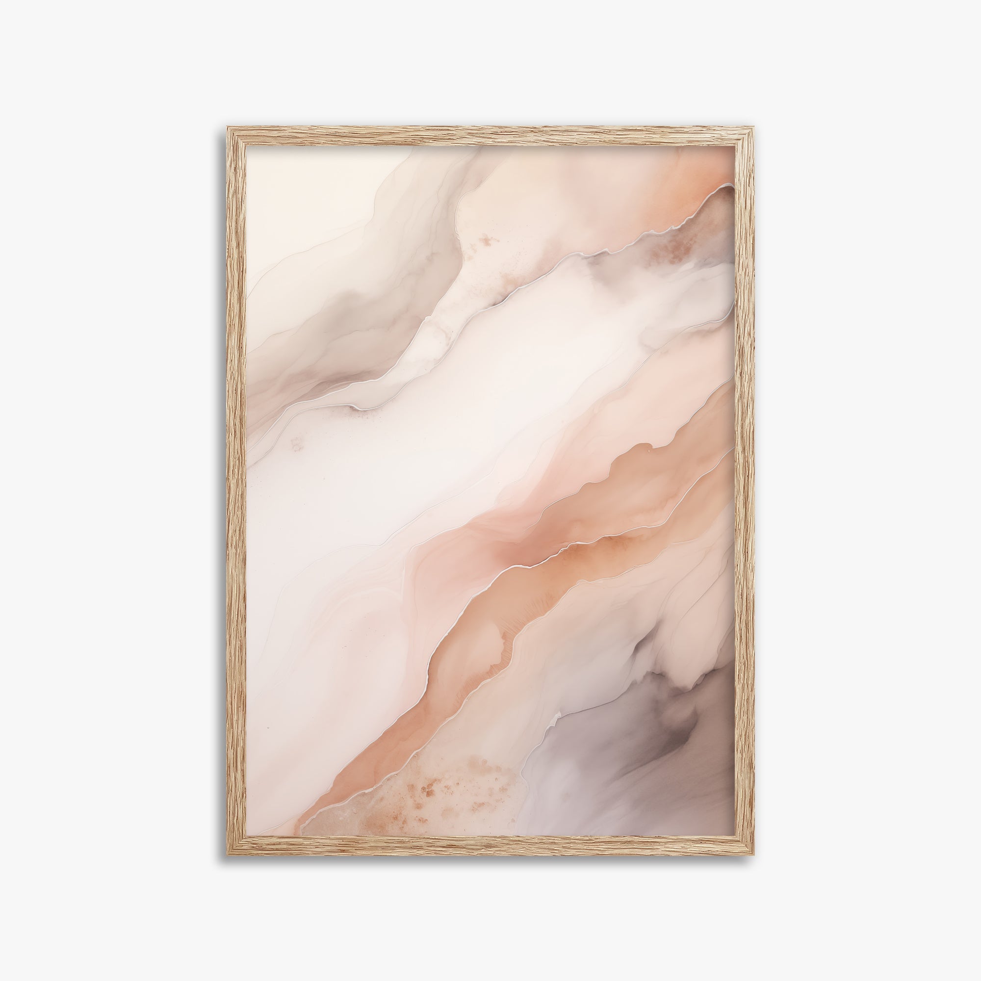 Rose Marble, 50x70cm Framed Poster With Raw Oak Frame