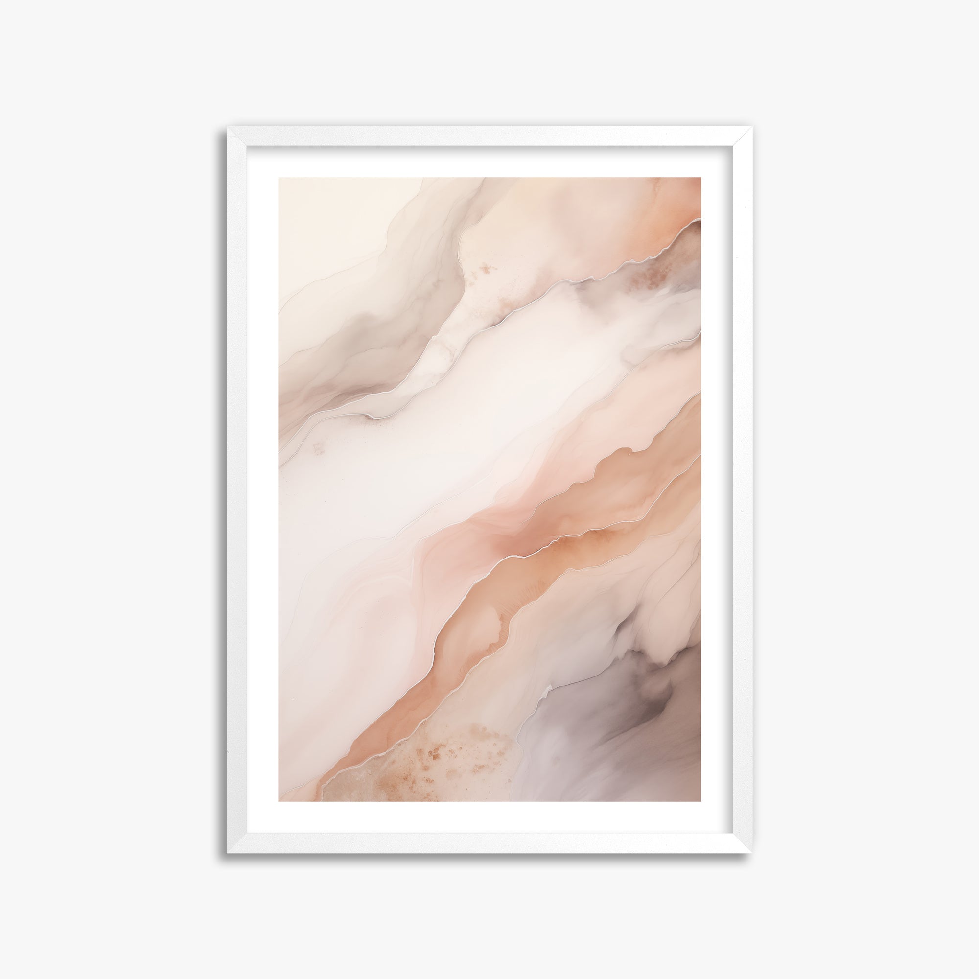 Rose Marble, 50x70cm Framed Poster With White Frame