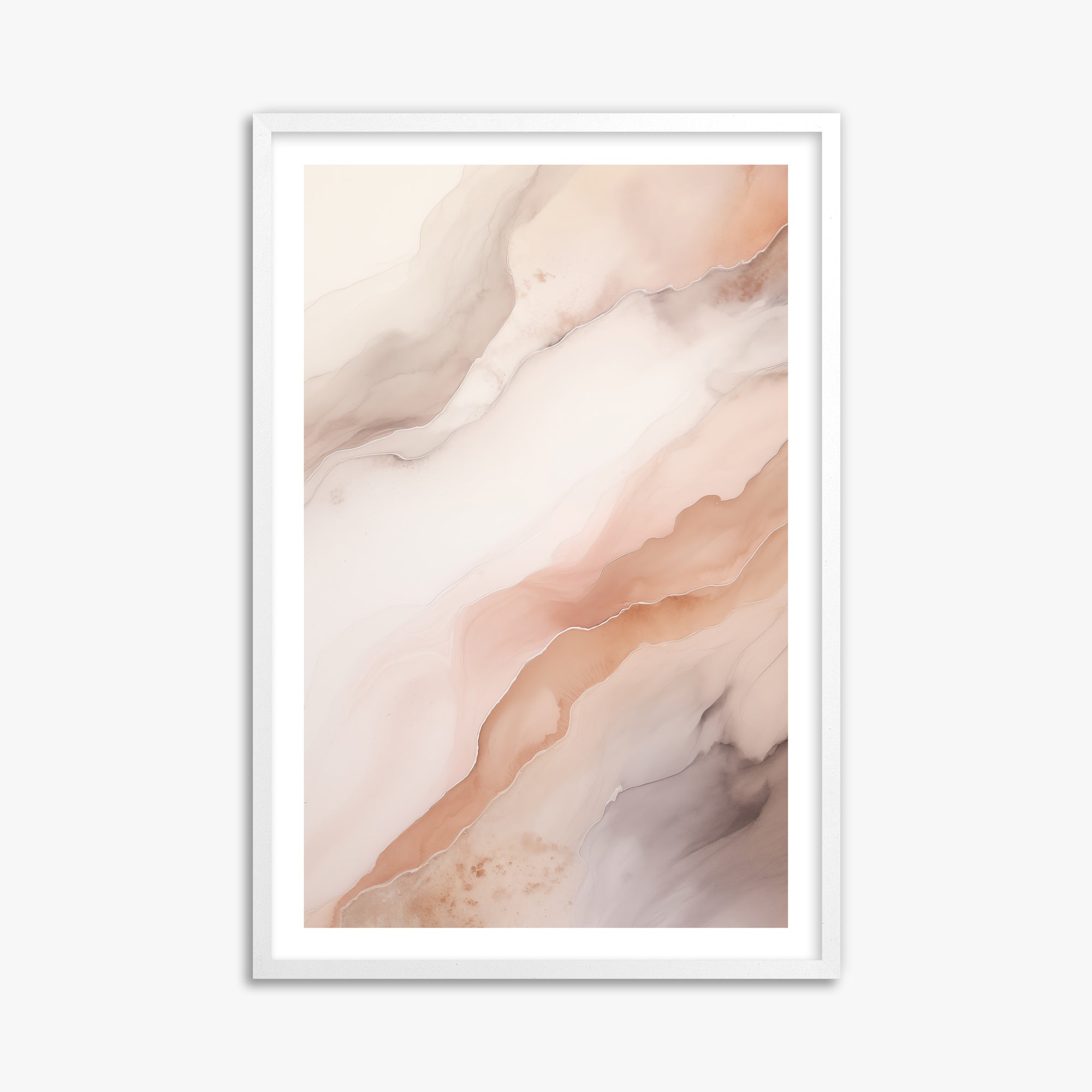 Rose Marble, 61x91cm Framed Poster With White Frame