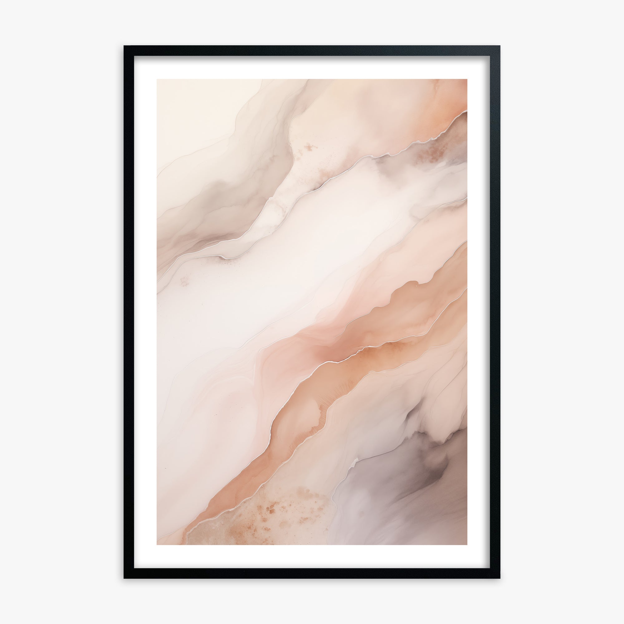 Rose Marble, 70x100cm Framed Poster With Black Frame
