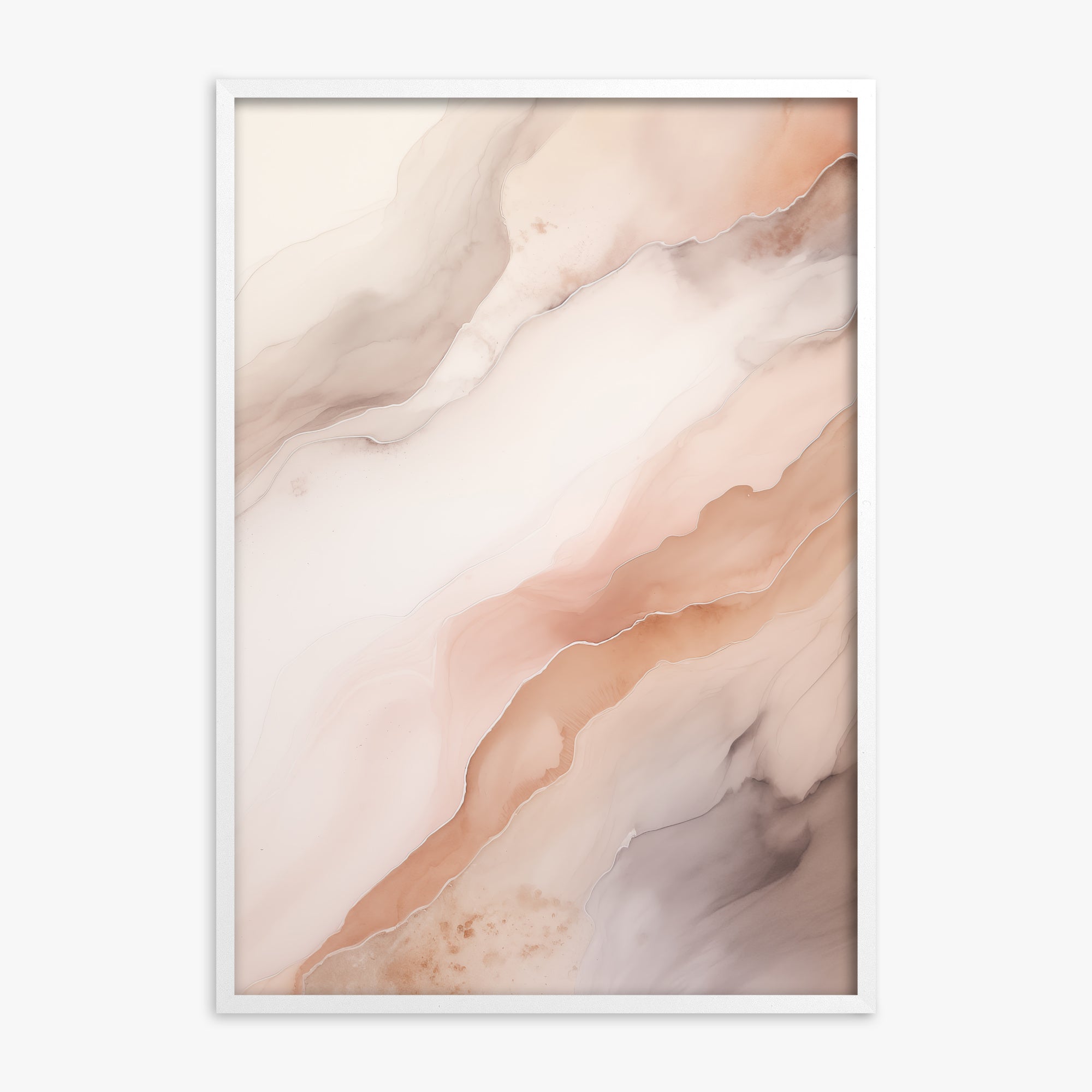 Rose Marble, White Framed Poster With White Frame
