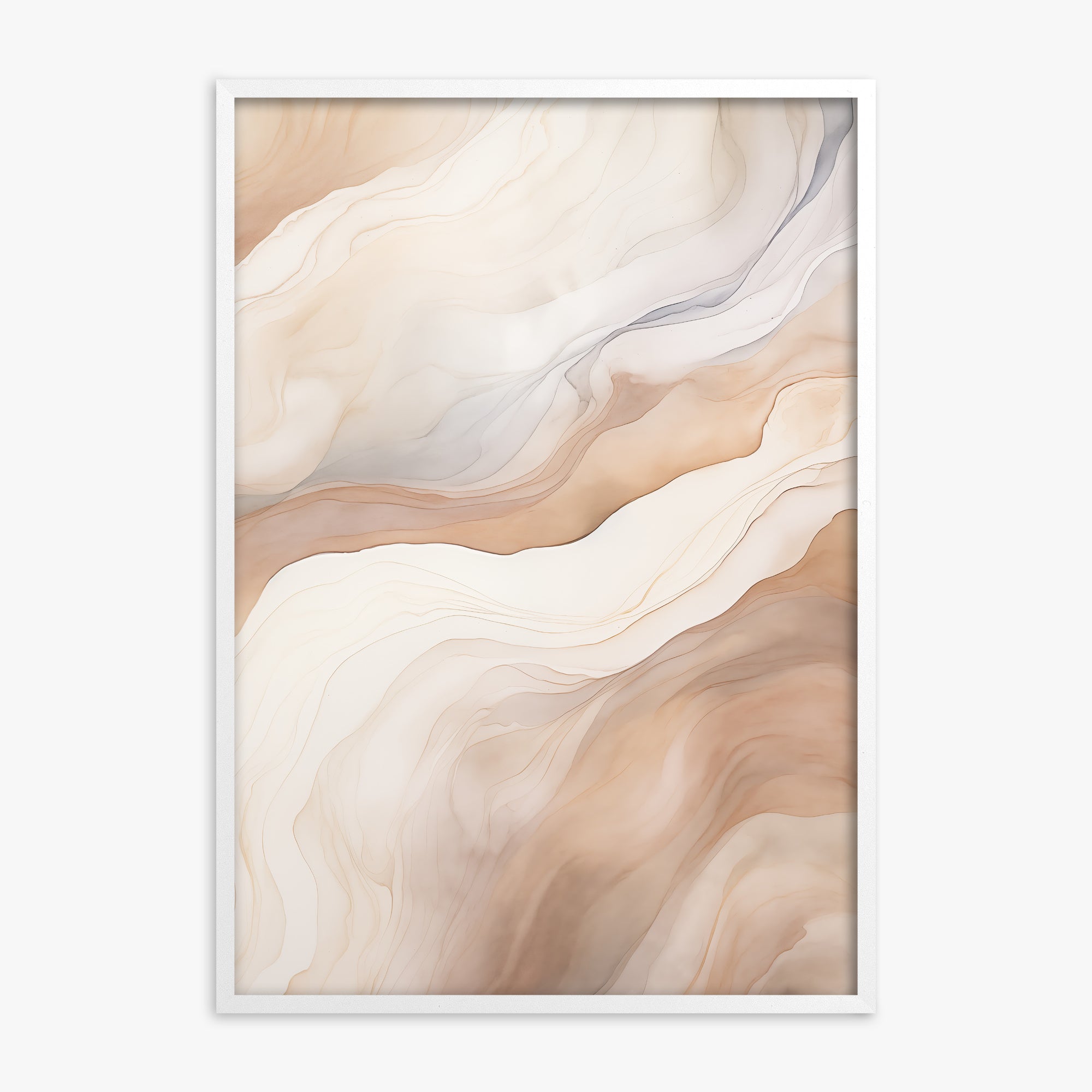 Liquid Strata, White Framed Poster With White Frame