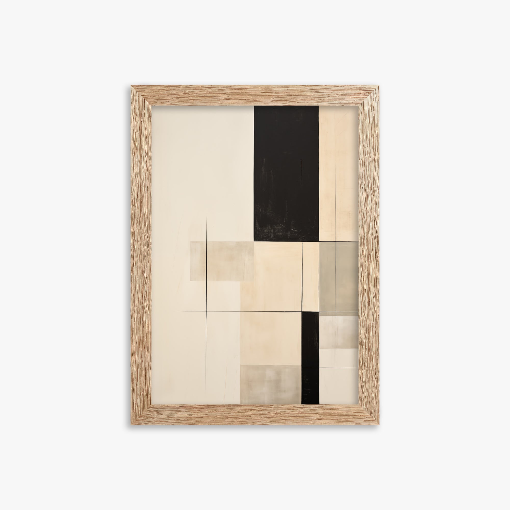 Monochrome Elegance, 21x30cm Framed Art Reproduction With Raw Oak Frame