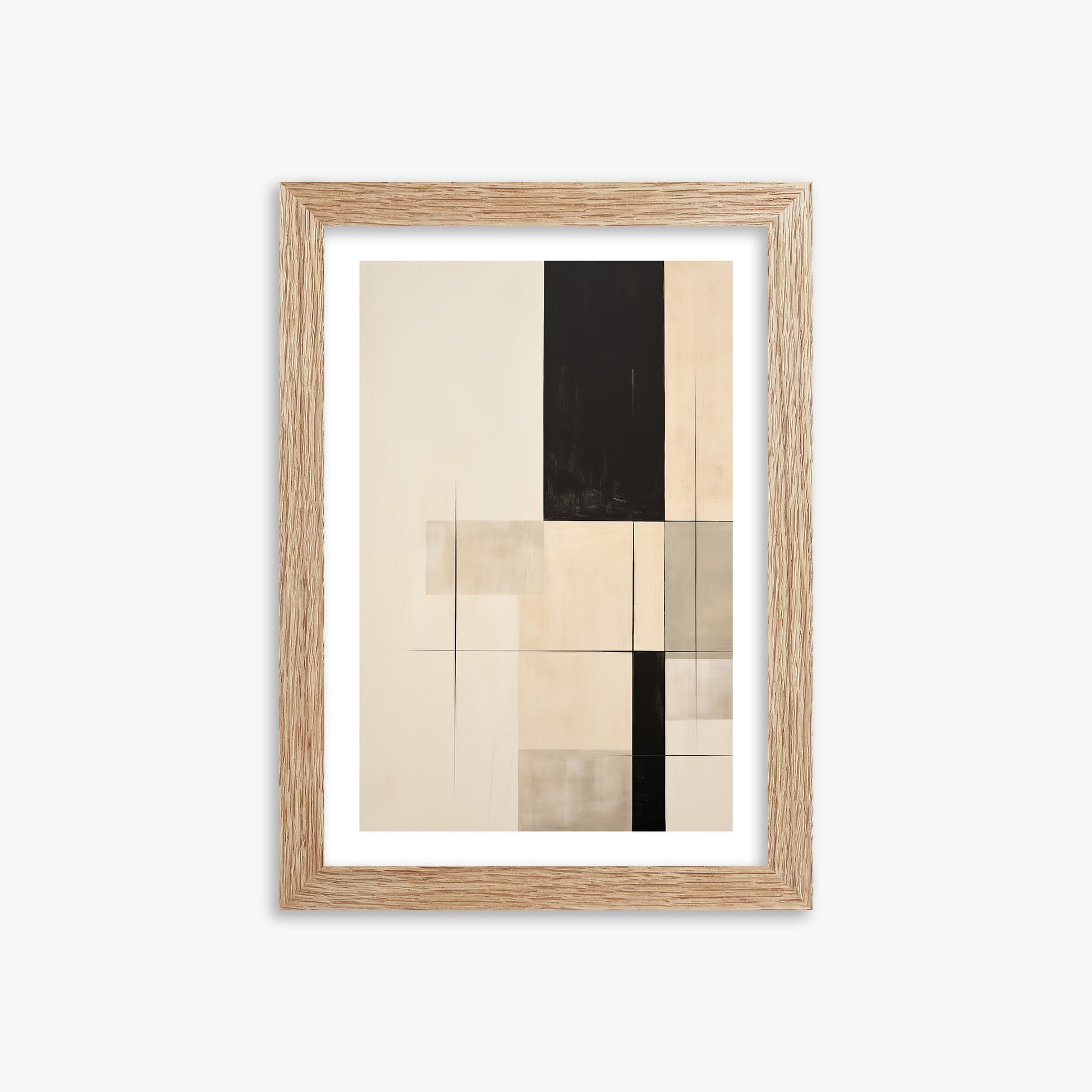 Monochrome Elegance, 21x30cm Framed Art Reproduction With Raw Oak Frame