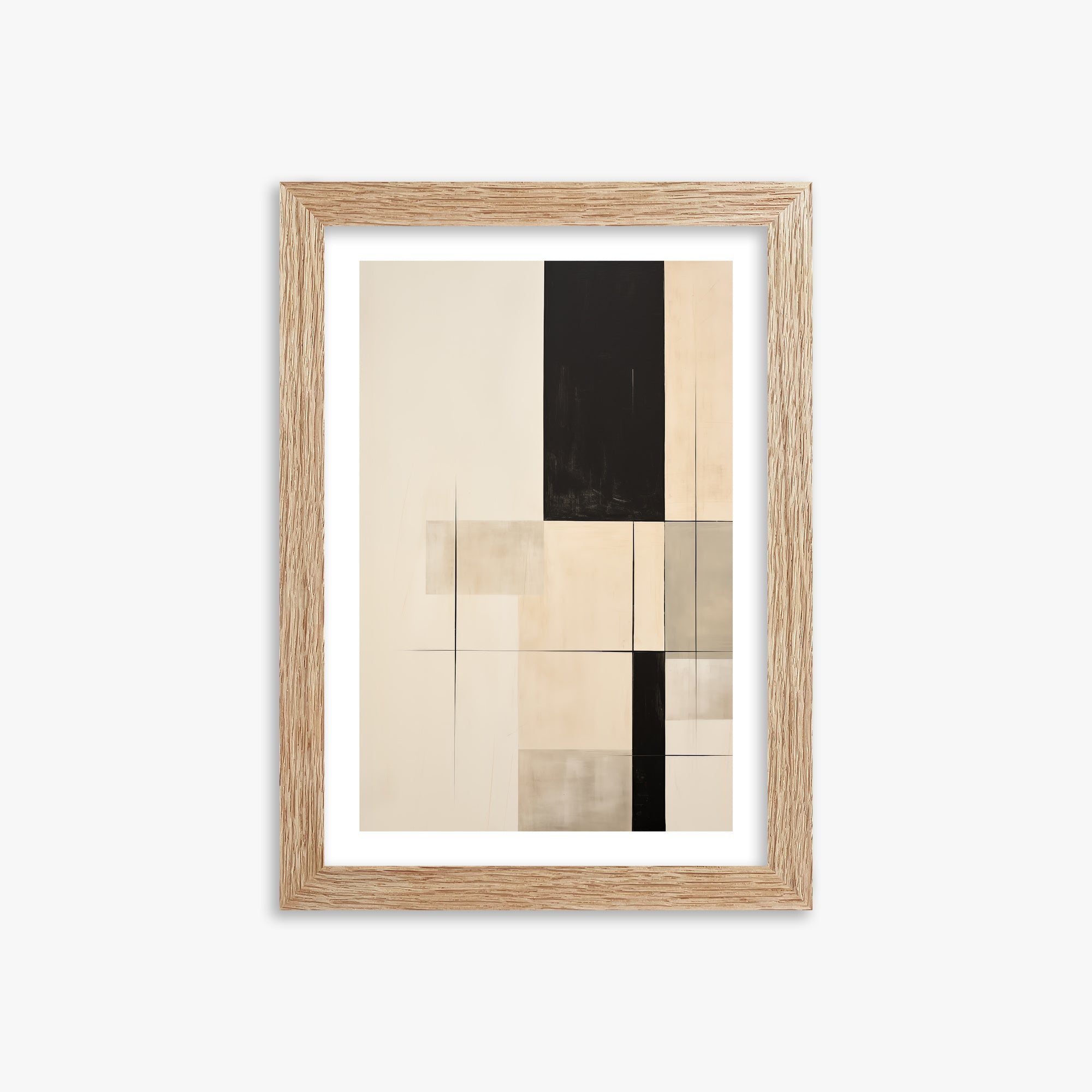 Monochrome Elegance, 21x30cm Framed Art Reproduction With Raw Oak Frame